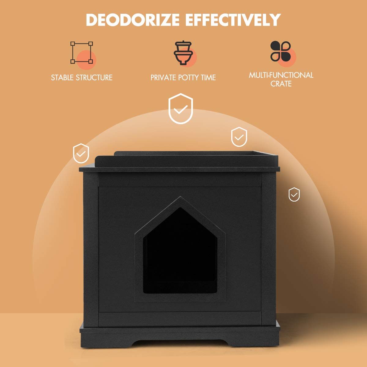Wooden Cat Litter Box Enclosure - Hidden Litter Box Furniture with Door & Removable Divider, Cat Washroom Bench Cabinet for Home Decor | Perfect for Small Spaces & Multi-Cat Households