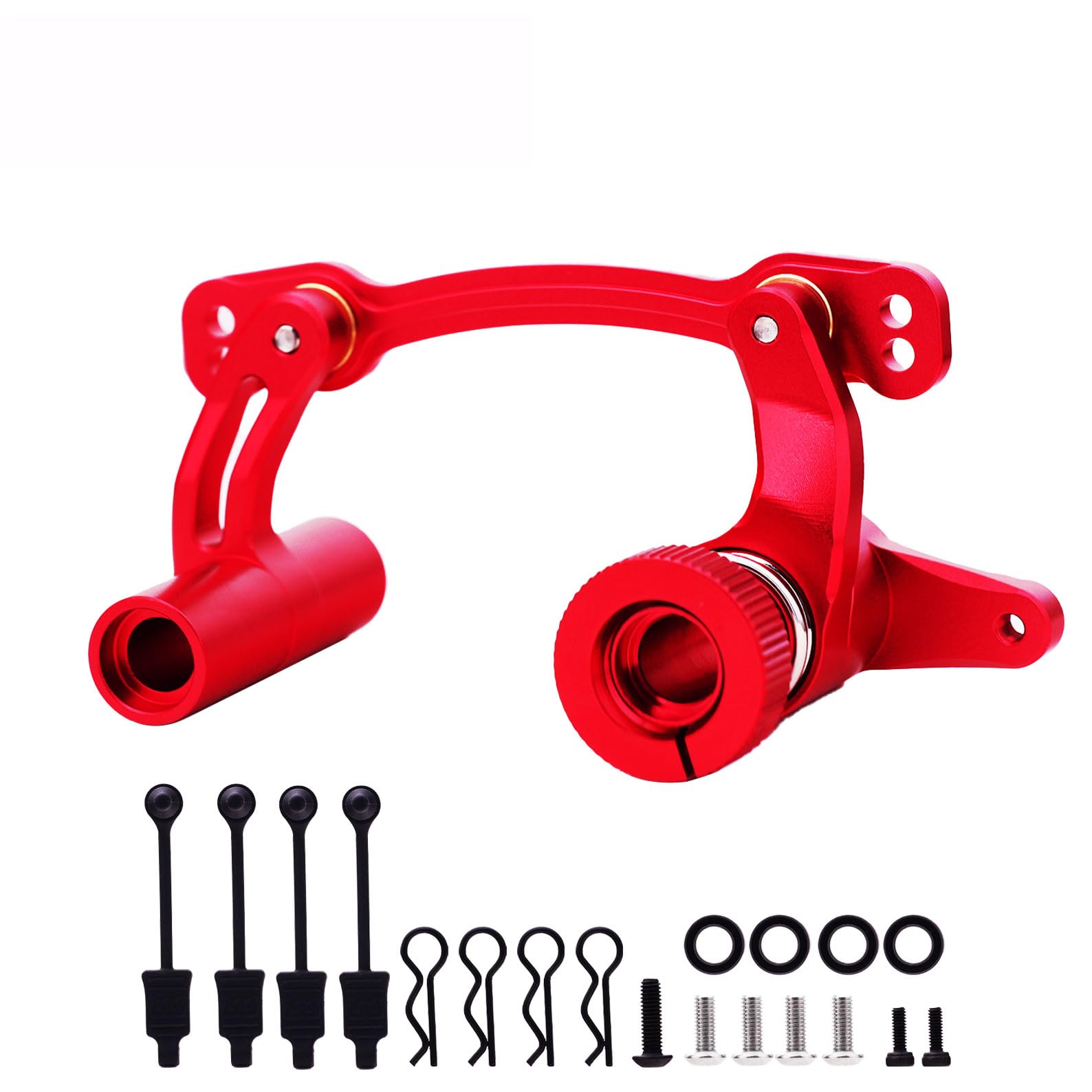 Upgraded Red Steering Bellcrank & Body Clips Set for Arrma 1/7 Felony, Infraction, Limitless, Mojave 6S - Compatible with 1/8 Kraton, Outcast, Notorious, Talion 6S - High-Performance Steering Servo Saver Replacement - Perfect for RC Car Racing and Off-Road Bashing
