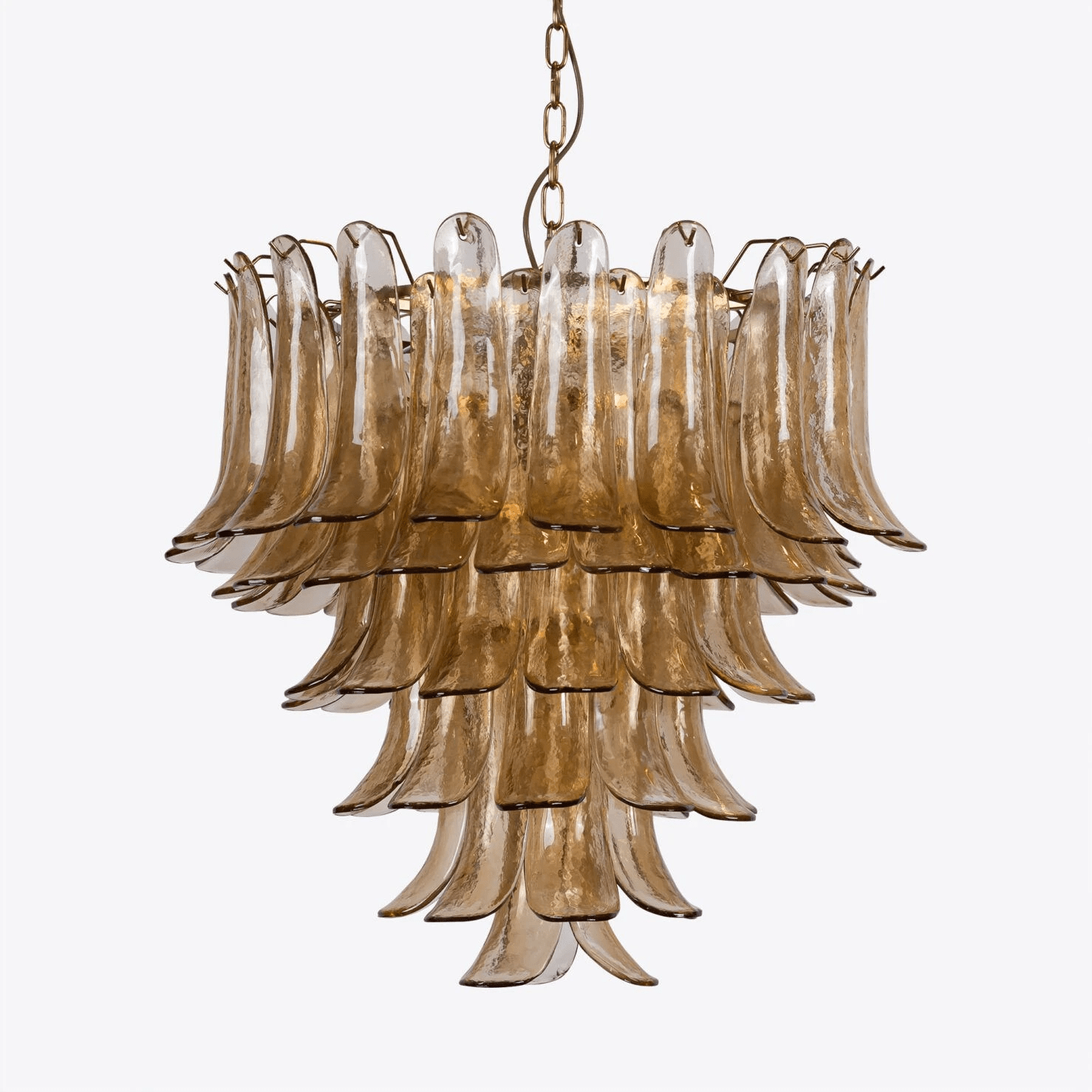 Amber Petal Chandelier - Elegant Floral Crystal Ceiling Light Fixture for Dining Room, Bedroom & Living Room Decor