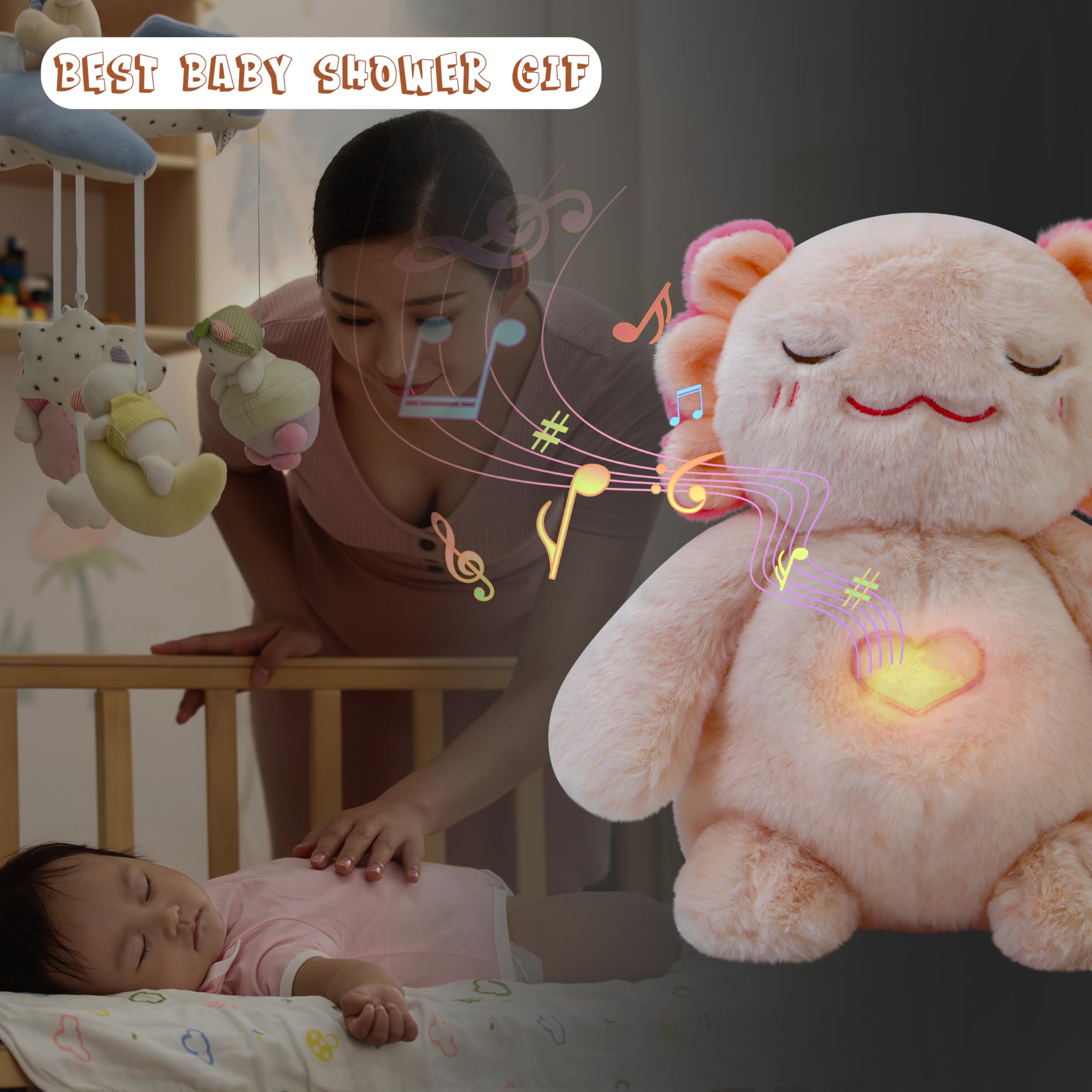 Baby Sleep Soother Stuffed Animal with Heartbeat Sound, White Noise & Calming Light - Newborn Soothing Toy for Girls & Boys - Perfect for Bedtime, Naptime & Travel