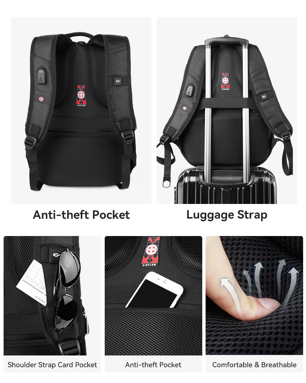 Waterproof Travel Laptop Backpack for Men & Women - 15.6