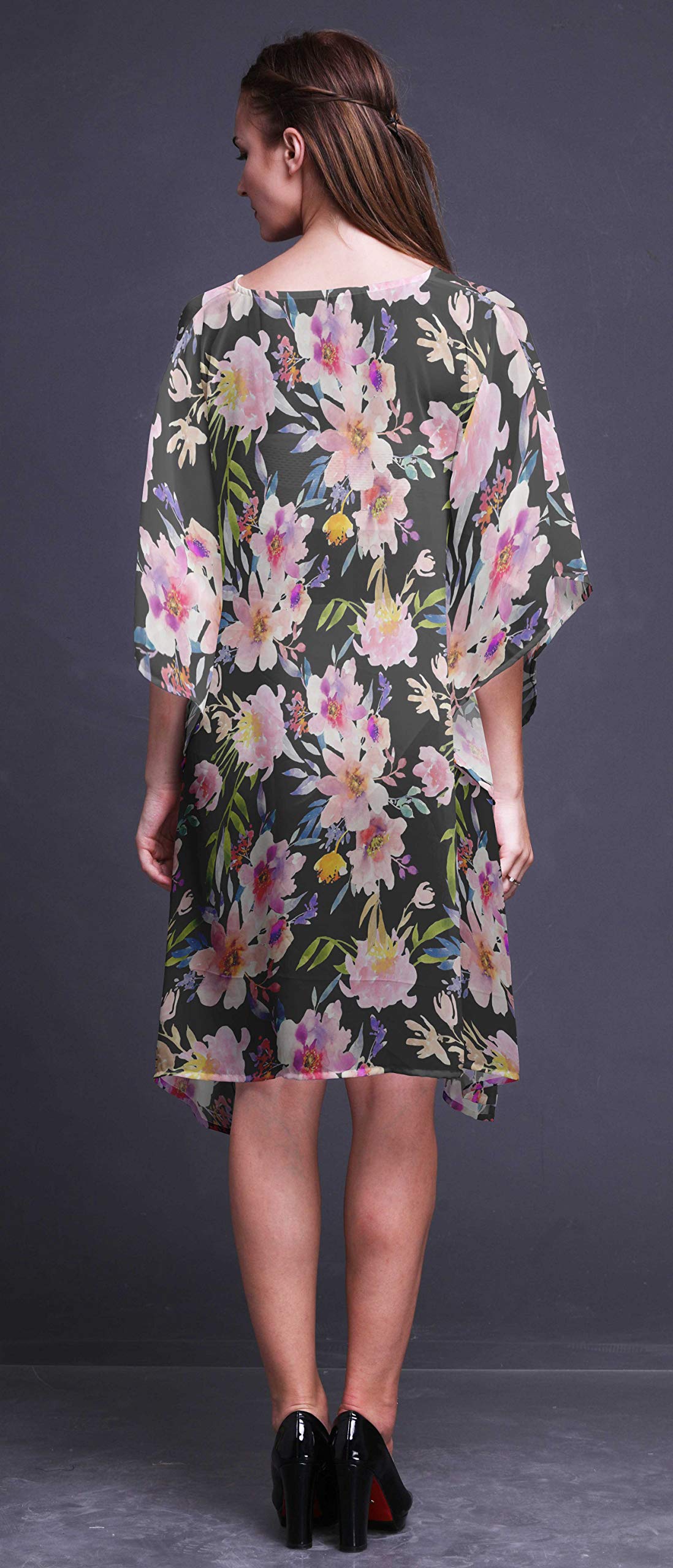 Bimba Women's Short Caftan Midi Dress - Beach Cover Up Swimwear, Summer Boho Kaftan for Poolside, Vacation & Resort Wear
