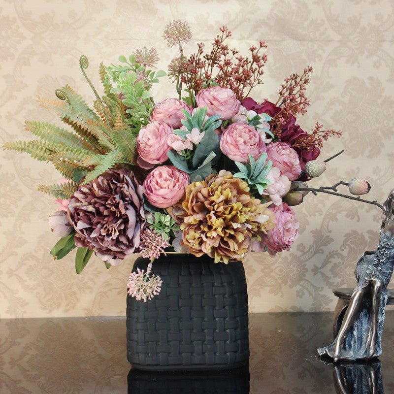 Luxury Artificial Peony Flower Bouquet - Real Touch Faux Silk Floral Arrangement for Bedroom Decor, Large Table Centerpiece for Wedding, Living Room, Dining Table & Home Decoration