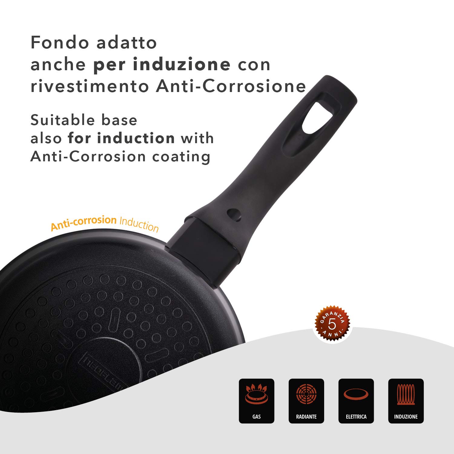 Classe Italy Tuscany Linea 28cm Non-Stick Wok - 5-Layer Natural Coating, PFOA & PTFE Free, Induction & Gas Stove Compatible - Perfect for Stir-Frying, Sautéing & Asian Cooking