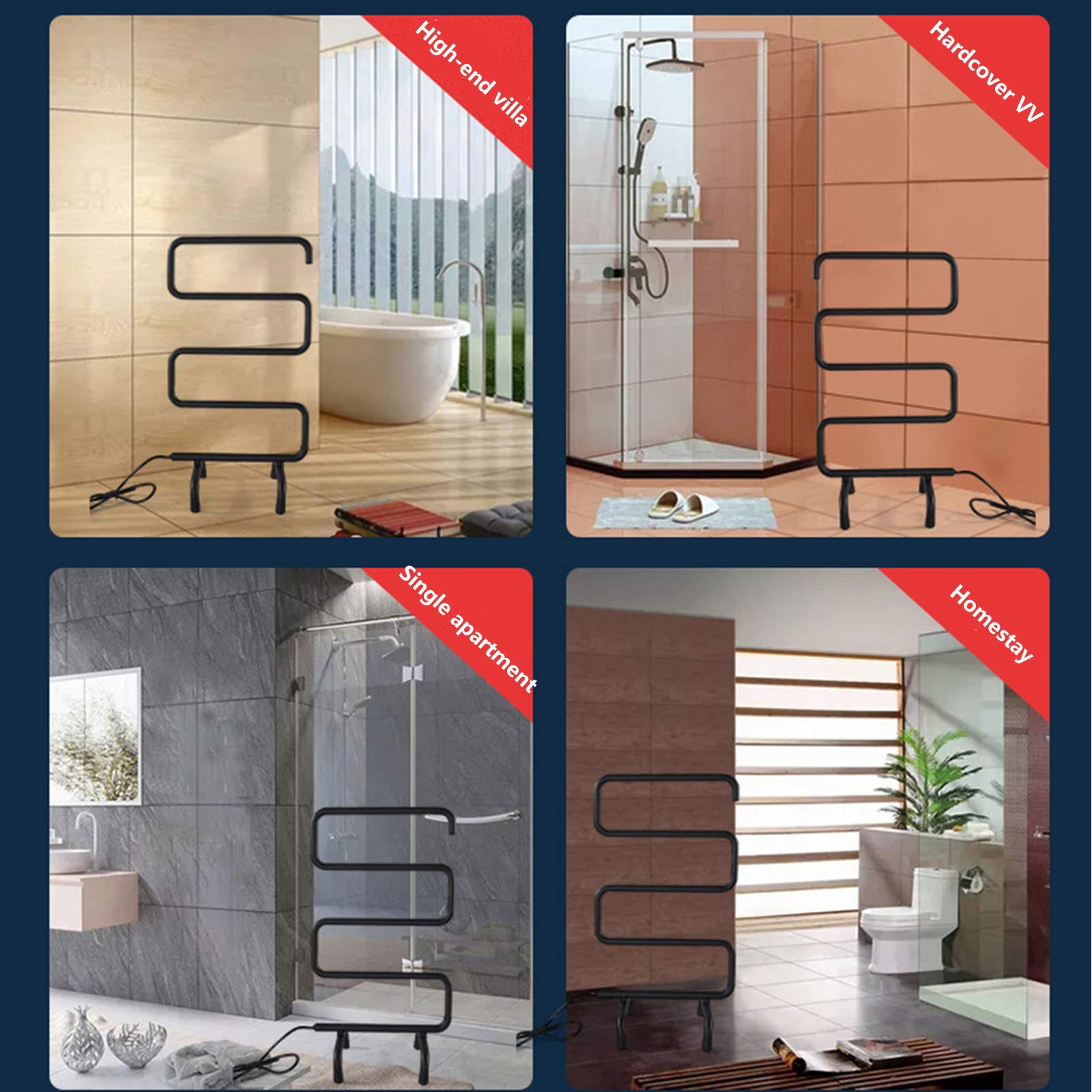 Portable Electric Towel Warmer & Drying Rack - 5-Bar Stainless Steel Heated Towel Rail with Carbon Fiber, 85W (31.5