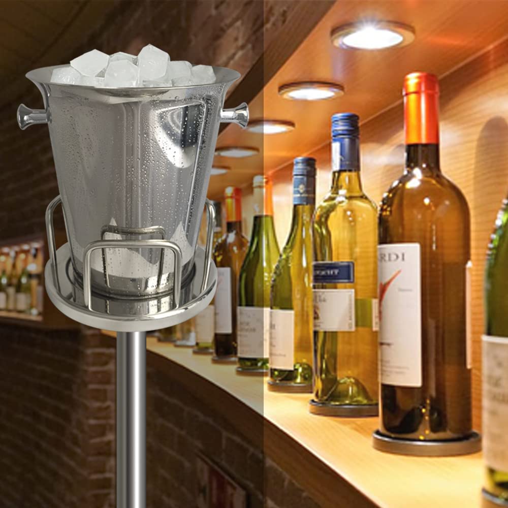 Stainless Steel Ice Bucket with Stand - 5L/12lb Gold Champagne Wine Cooler for Parties, Weddings, Bars & BBQs - Perfect for Keeping Beer, Wine & Drinks Chilled at KTV Clubs, Home Gatherings & Outdoor Events