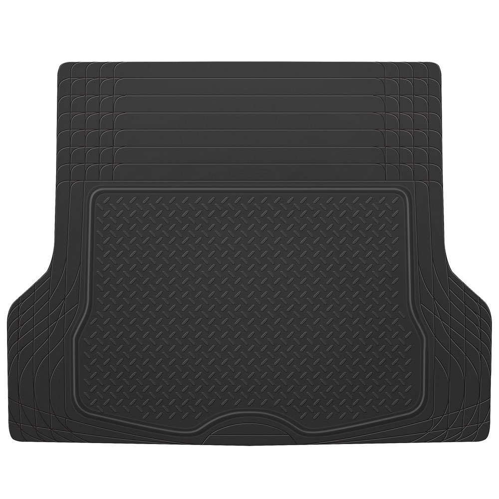 Motor Trend FlexTough Beige All-Weather Floor Mats Full Set - Heavy Duty Rubber Car Mats for SUV, Sedan & Van | Front & Rear Seat Protection + Cargo Liner | Perfect for Daily Commute, Road Trips & Family Adventures