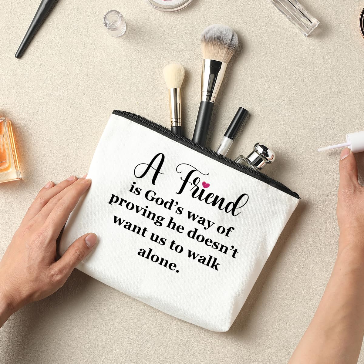 5 PCS Friendship Gift Set for Women - Bestie Gifts for Her, Sister, Daughter - Graduation, Christmas, Birthday Present - Cosmetic & Travel Toiletry Bags for Daily Use, Vacation & Special Occasions