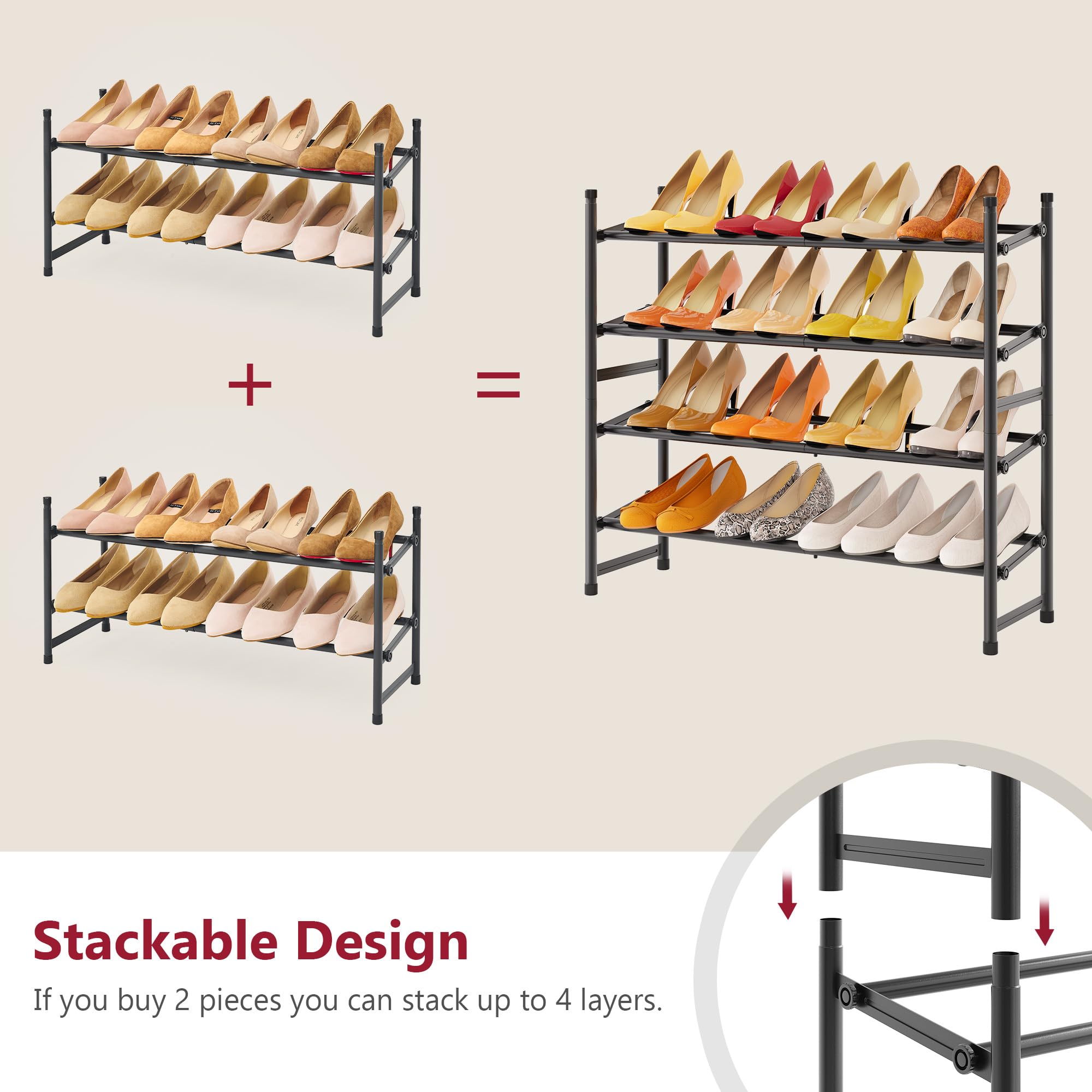 Tajsoon Expandable Shoe Rack 2 Tier - 28