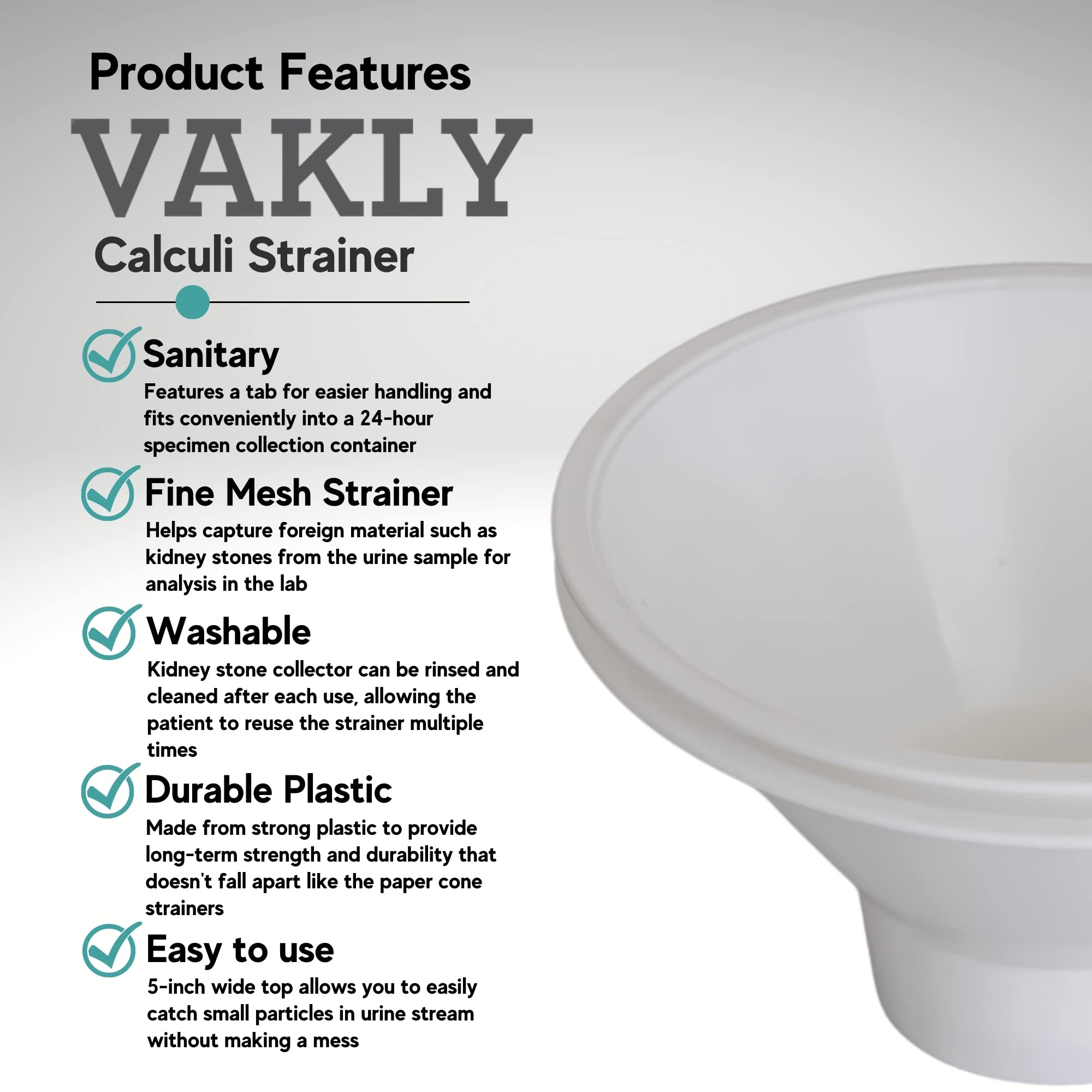 Kidney Stone Strainer with Fine Mesh Screen - 2 Pack Urine Funnel for Collecting & Testing Kidney Stones - Ideal for Medical Analysis, Home Health Monitoring & Urology Care