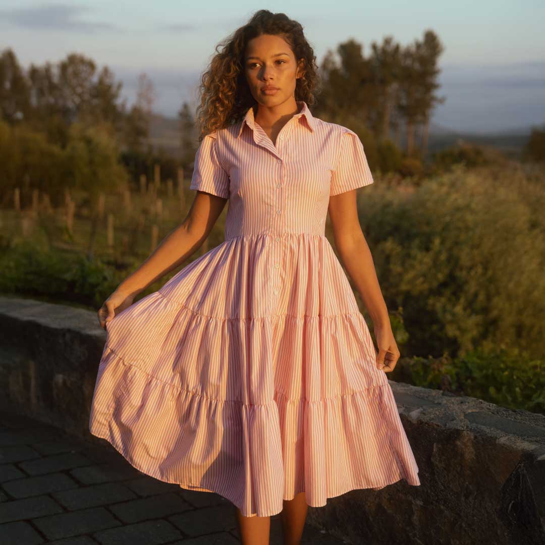 Arroyo Dress - Pink Stripe Floral Summer Dress for Women | Beach Vacation, Date Night, Casual Outfit