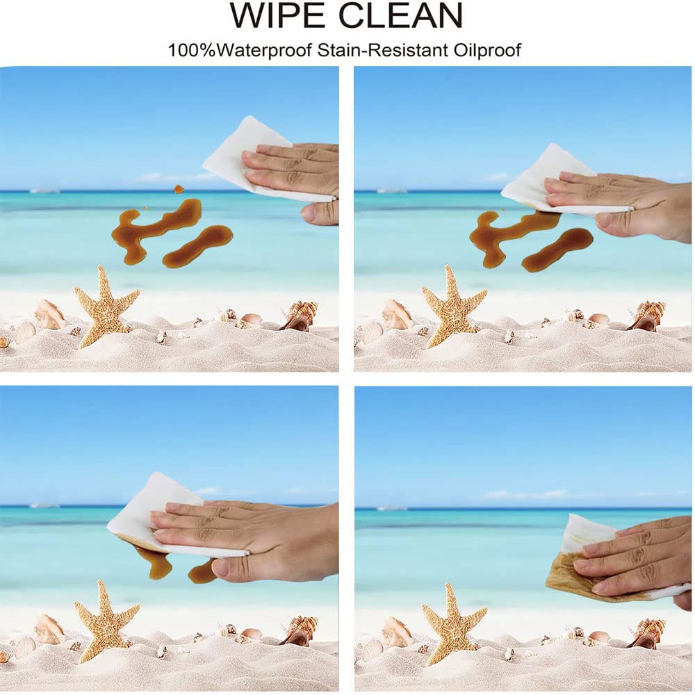 Ocean Themed Round Tablecloth - Waterproof & Wipeable Elastic Edge for 24 Inch Tables - Perfect for Weddings, Banquets, Restaurants & Parties - Marine Style Decor for Indoor/Outdoor Dining Events