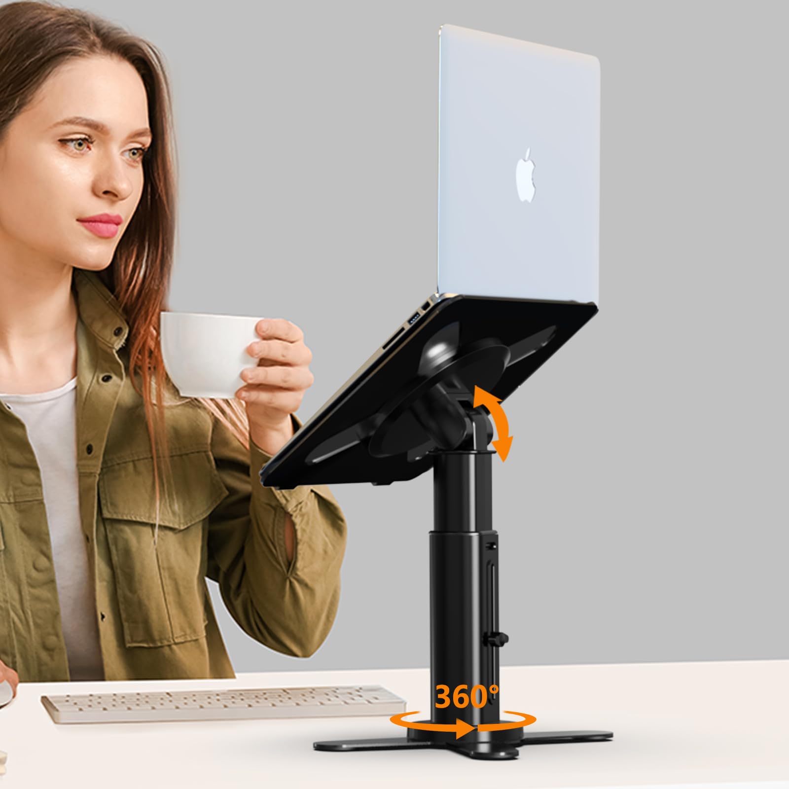 360° Rotating Adjustable Laptop Stand for Desk - Ergonomic Height & Angle Computer Stand for MacBook Pro/Air, Dell, Lenovo, HP 11