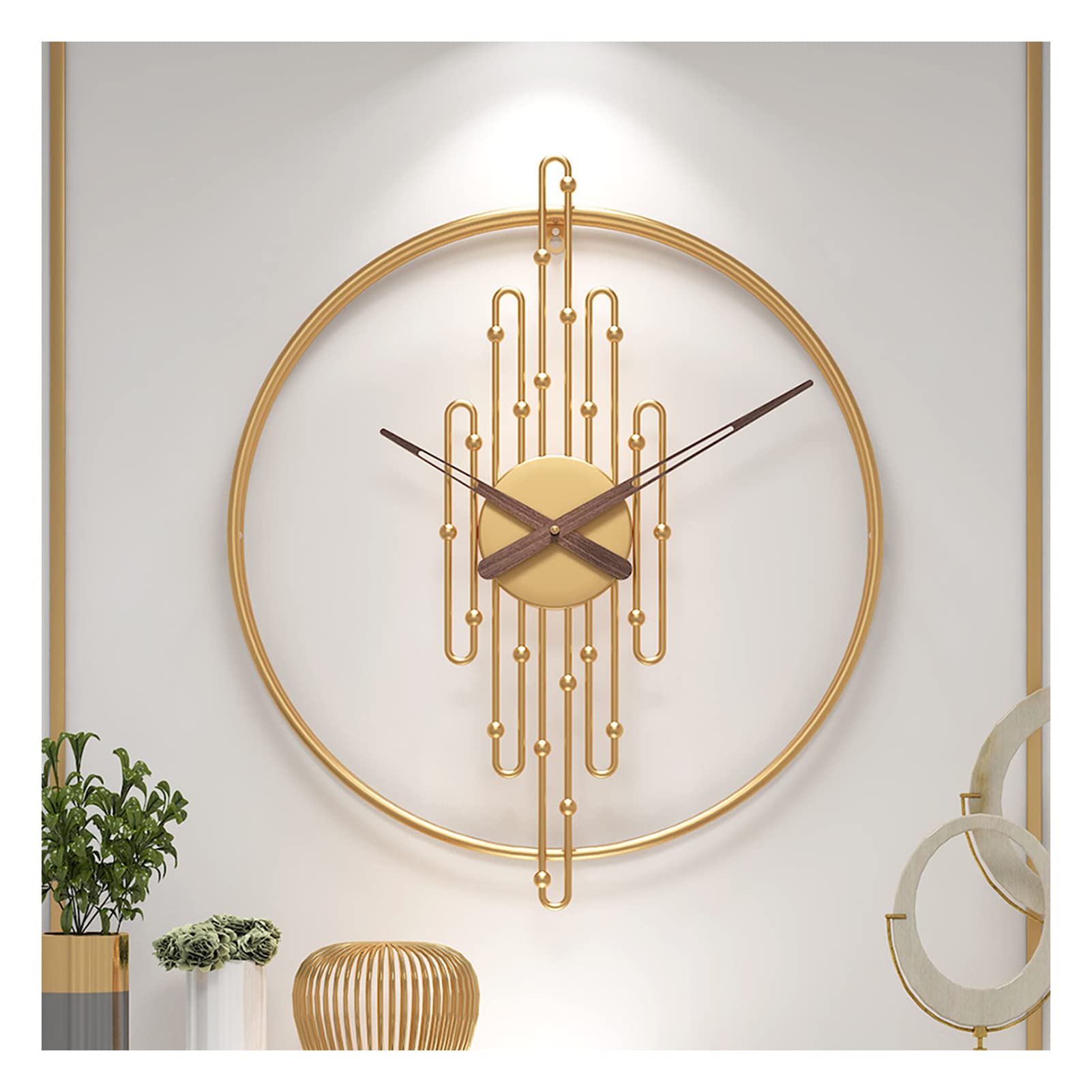 Double Layer Modern Wall Clock - Large 3D Art Decorative Metal Clock for Living Room, Minimalist Design, Battery Operated (20