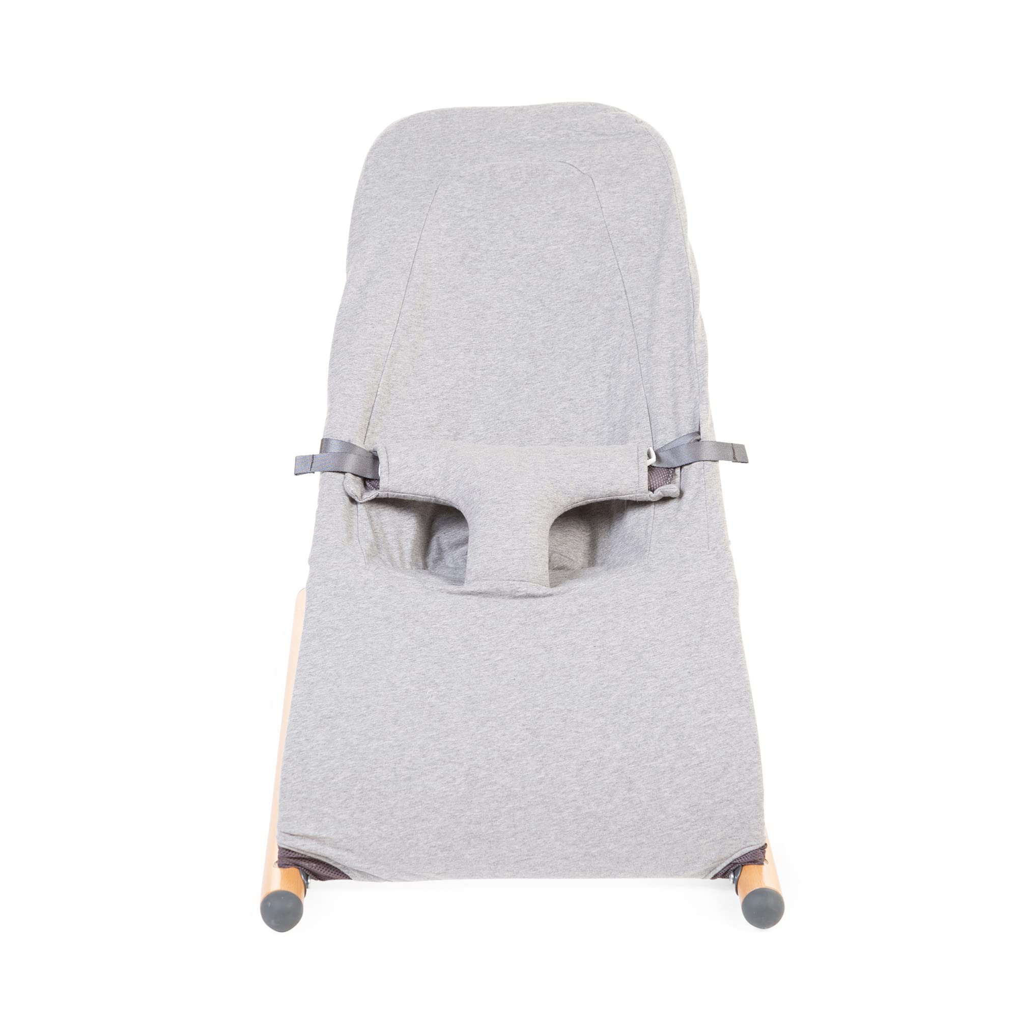 Evolux Baby Bouncer & Portable Lounger - Natural Beechwood Lightweight Infant Chair with Breathable Mesh Support | Perfect for Nursery, Travel & Playtime (Jersey Grey)