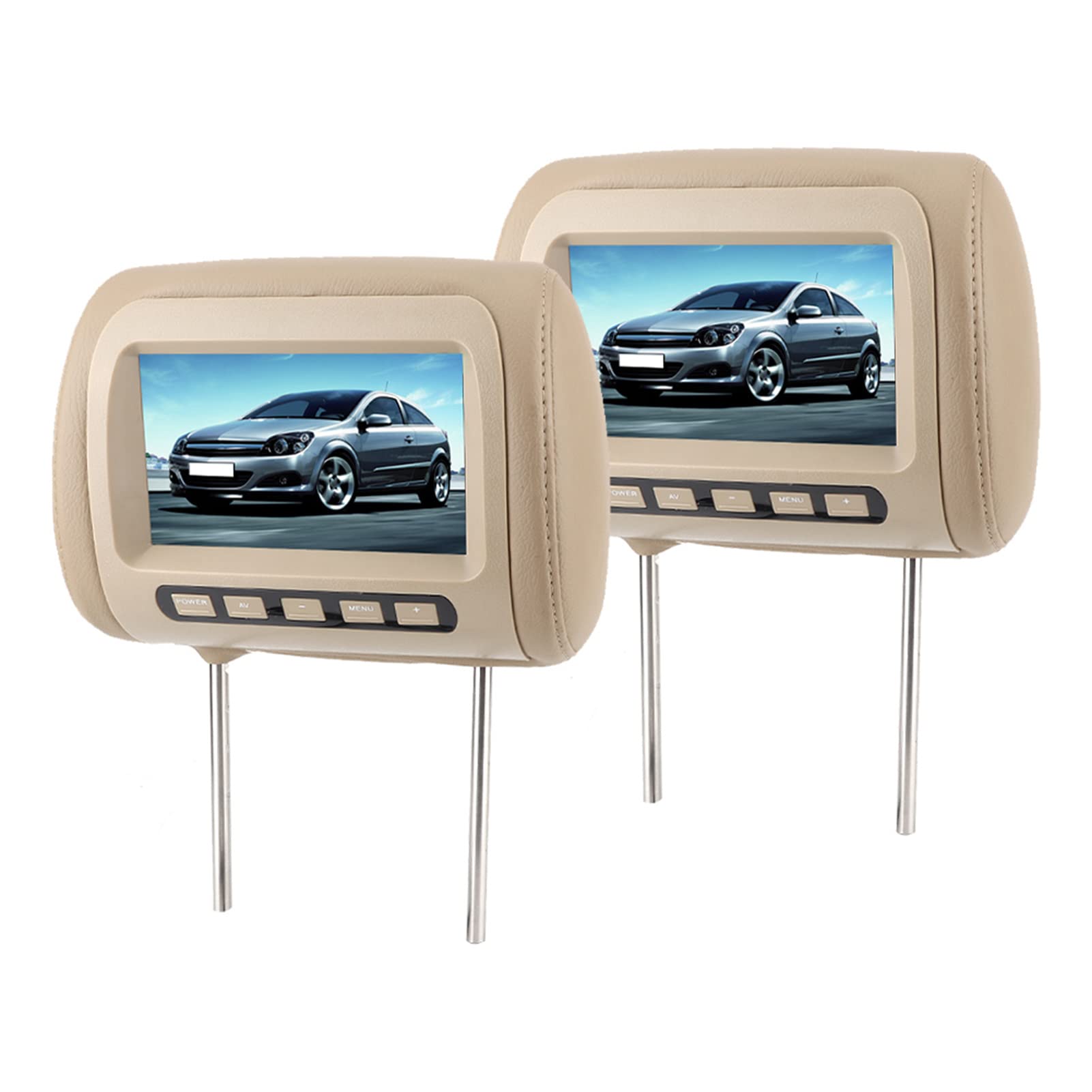 1 Pair 7-inch HD Car Headrest DVD Player with Video Playback - Perfect for Road Trips & Family Travel Entertainment