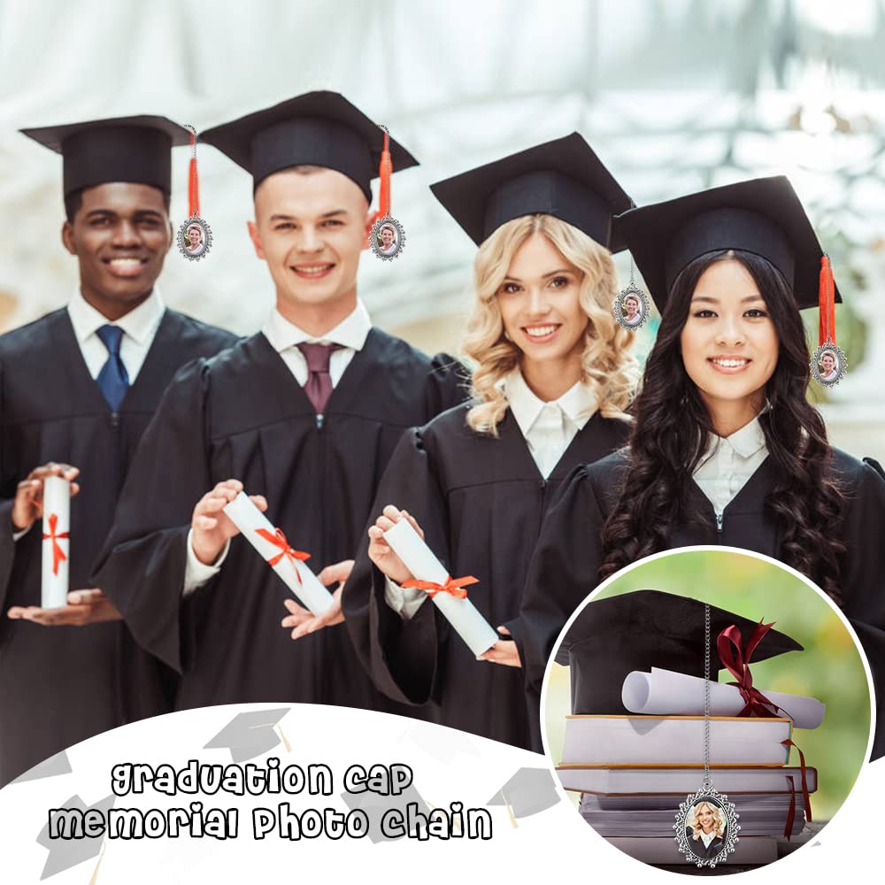 2025 Graduation Cap Photo Charm - 4Pcs Silver Custom Tassel Pendant for College Graduation Ceremony | DIY Keepsake Gift for Graduates | Perfect for Cap Decor, Memory Jewelry & Graduation Party Favors