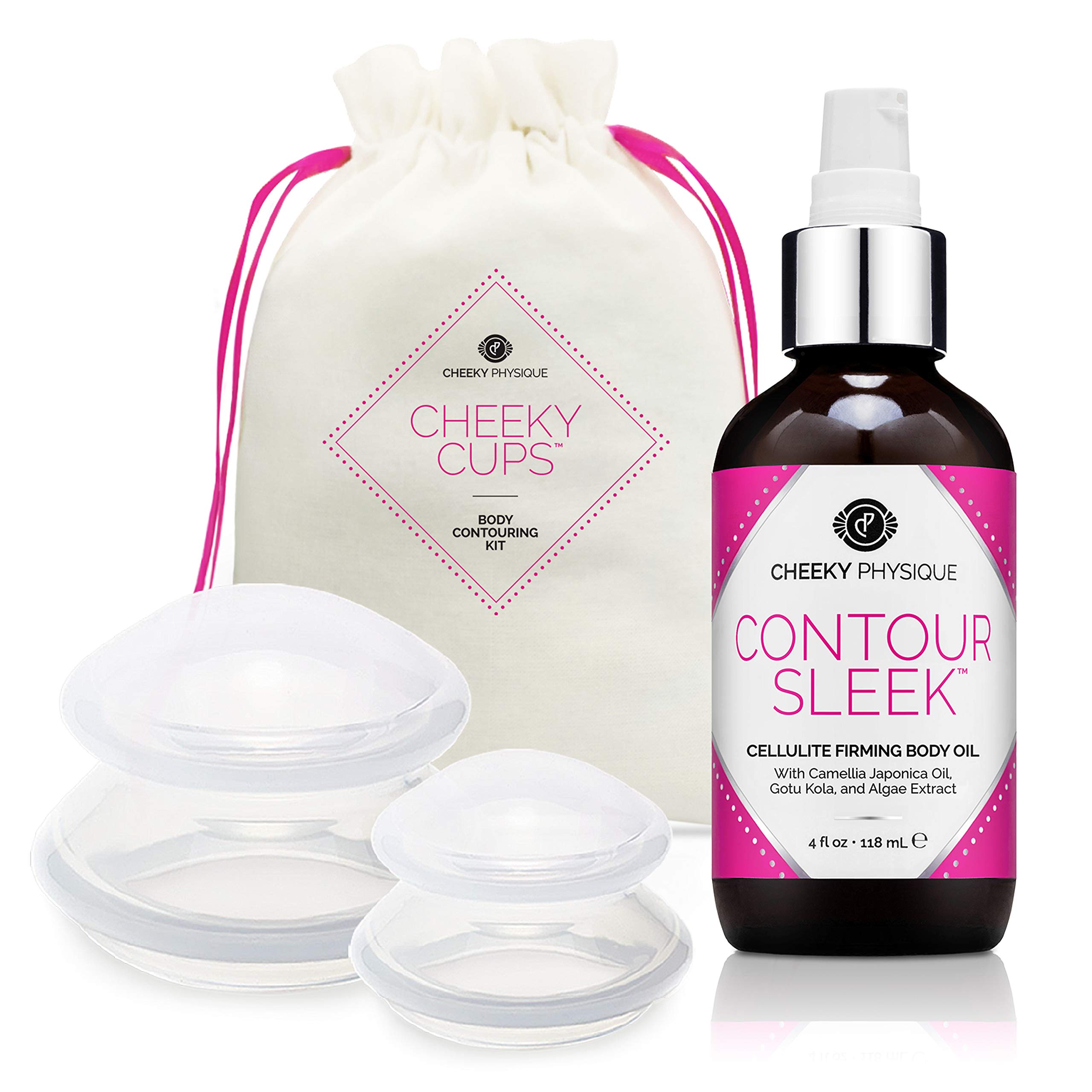 Bye Bye Cellulite Kit - Anti-Cellulite Cupping Massage Set with Body Oil for Skin Tightening & Body Contouring | At-Home Spa Treatment for Legs, Thighs & Buttocks