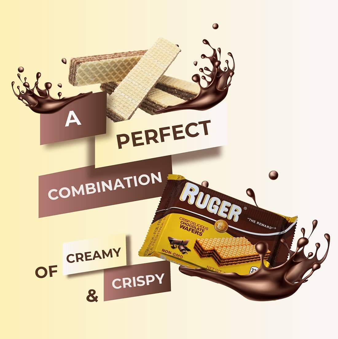Ruger Austrian Chocolate Wafers - 12 Pack (2.125 oz Each) | Crispy Creamy Chocolate Snacks with Natural Ingredients | Long Shelf Life | Perfect for Office Snacks, Dessert Toppings & Gift Baskets