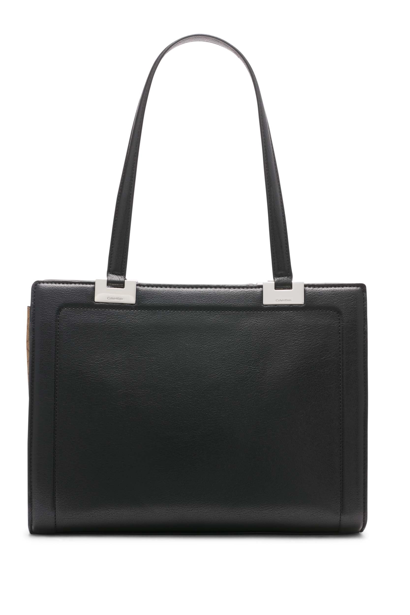 Calvin Klein Palm Triple Compartment Organizational Tote Bag - Stylish Work & Travel Laptop Tote for Women | Perfect for Office, Commute & Business Trips