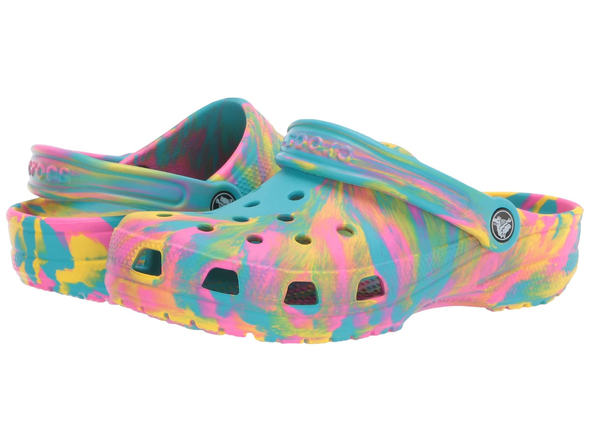 Crocs Kids' Classic Marbled Tie-Dye Clog | Lightweight Comfortable Water Shoes for Boys and Girls | Perfect for Beach, Pool, and Outdoor Play