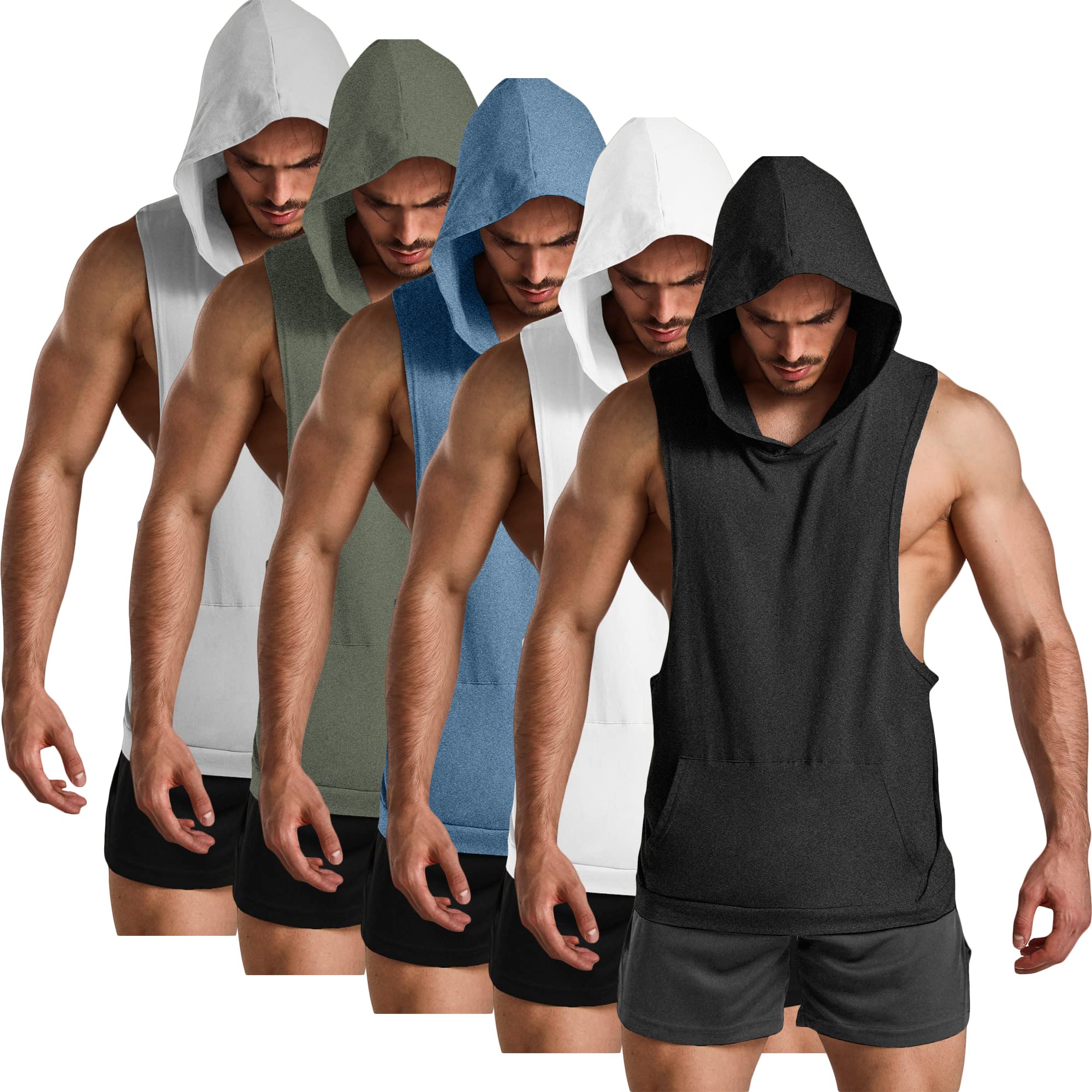 GYM REVOLUTION Men's Muscle Print Workout Tank Top - Breathable Sleeveless Hoodie for Gym & Fitness Training - Perfect for Bodybuilding, Weightlifting & Summer Workouts