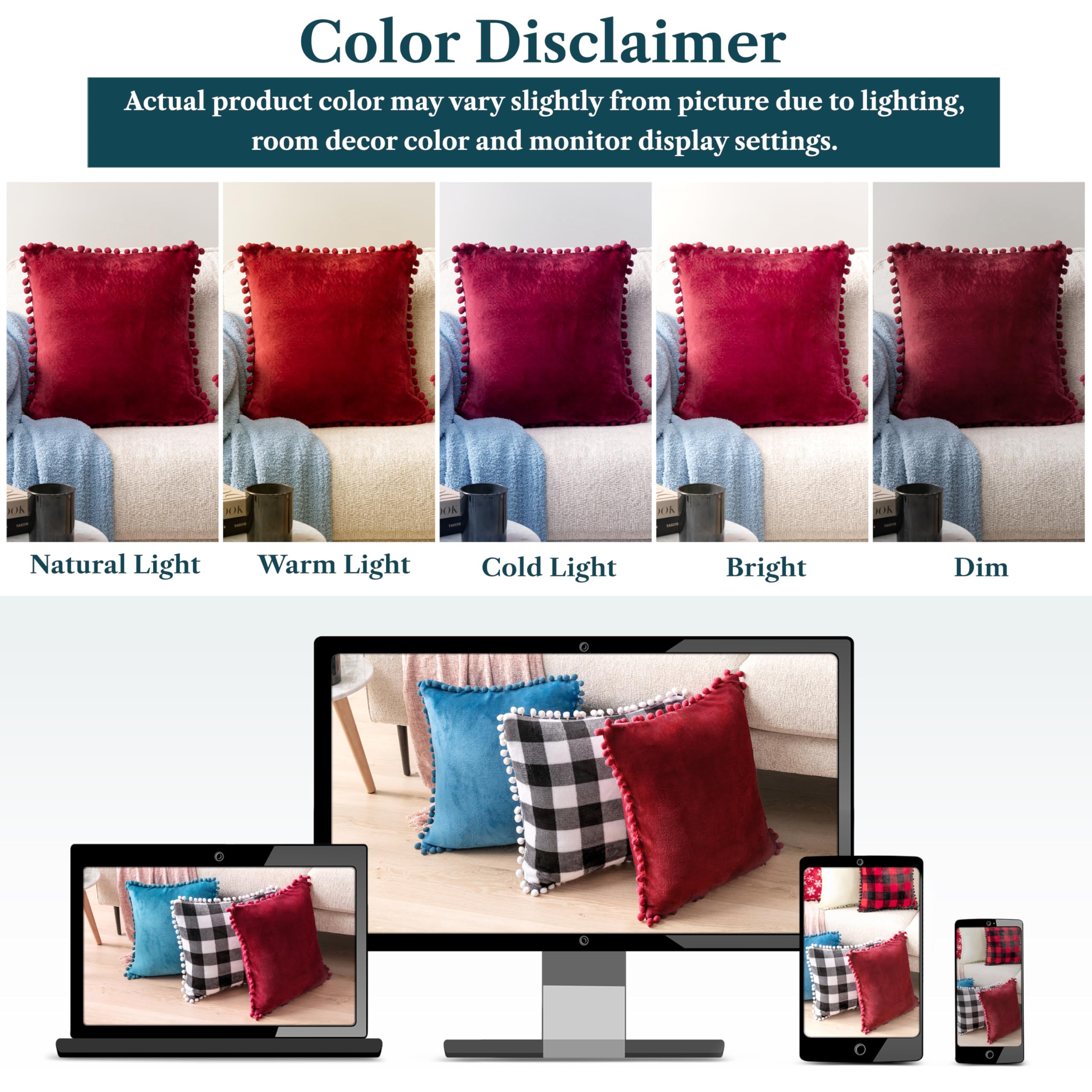 PAVILIA Burgundy Red Velvet Throw Pillow Covers 20x20 Inches - Set of 2 Decorative Pom Pom Pillow Cases for Sofa, Couch & Bedroom Decor | Soft Euro Plush Cushion Covers for Living Room, Bed Aesthetic & Home Styling