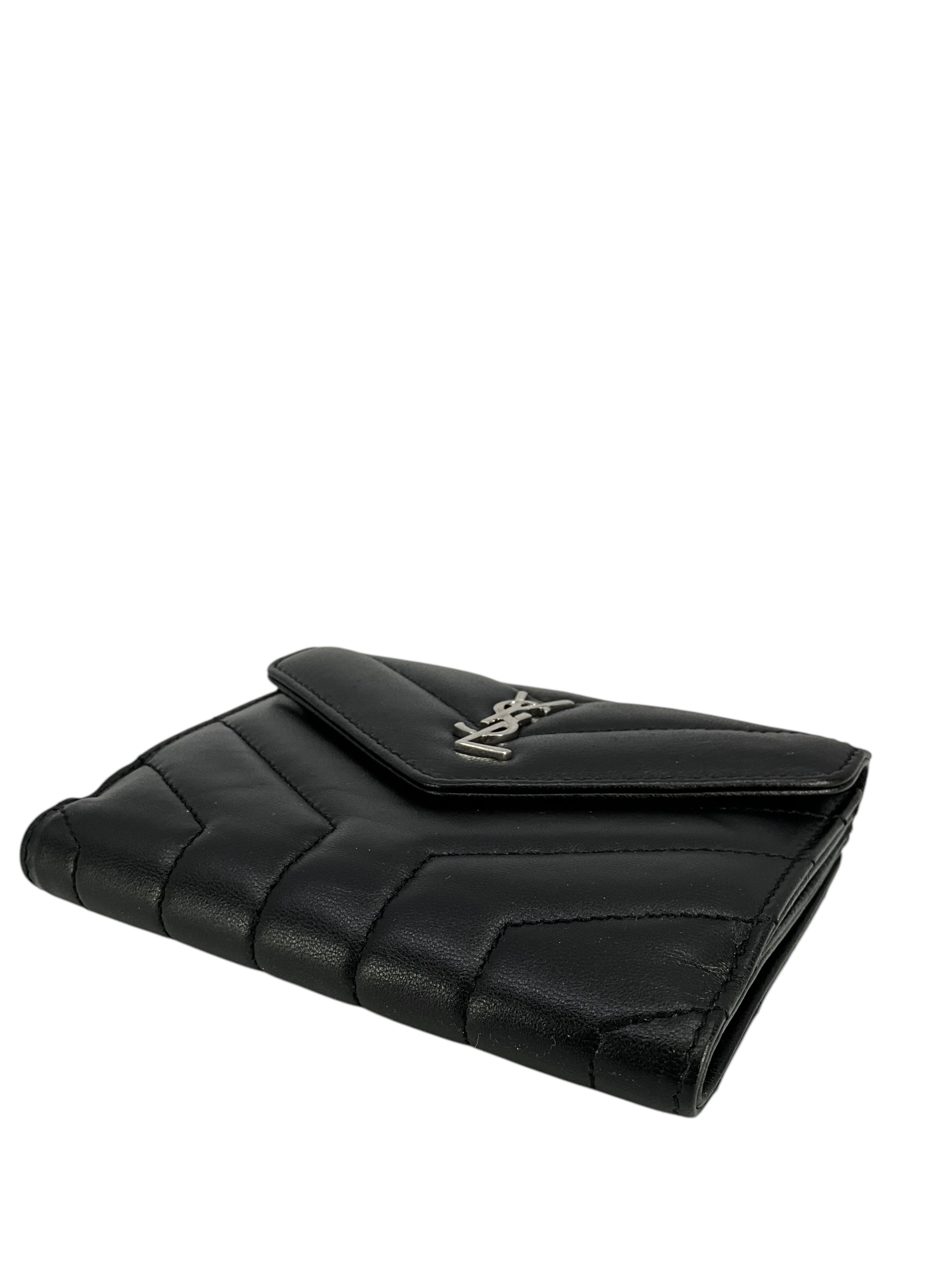 Saint Laurent YSL Quilted Lambskin Compact Loulou Wallet - Luxury Designer Wristlet Clutch for Women | Perfect for Evening Events, Parties & Date Nights