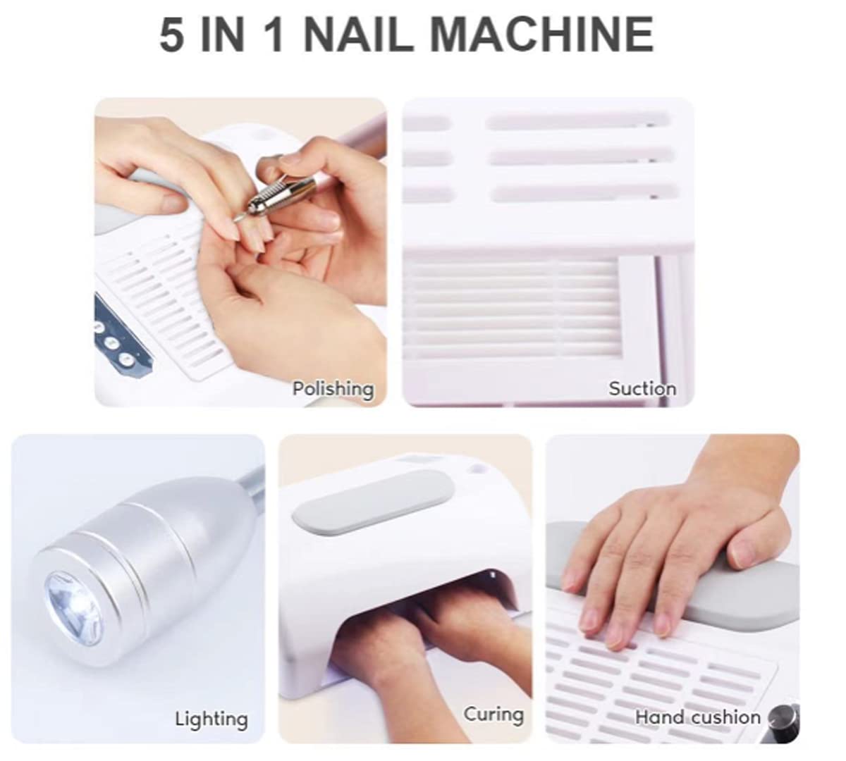Lolicute 5-in-1 Electric Nail Drill Machine with 30000RPM & Vacuum Dust Collector - Professional Nail File Kit for Salon & Home Manicure Pedicure | Perfect for Nail Art, Acrylics & Gel Extensions (Fast US Shipping)