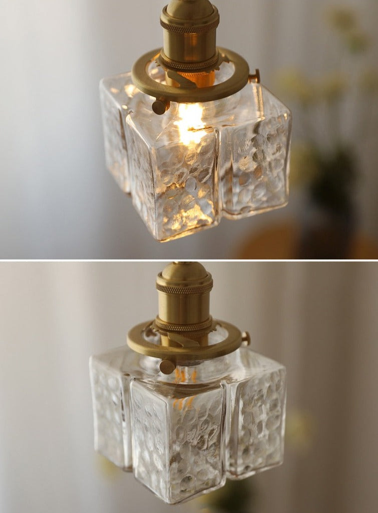 Vintage Jewel Glass & Brass Pendant Light - Elegant Ceiling Fixture for Dining Room, Kitchen Island & Bedroom Lighting