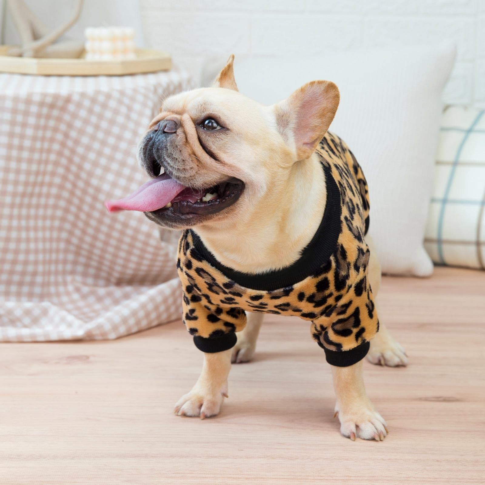 2 Packs Leopard Print Flannel Dog Pajamas for Small Dogs - Warm Fleece Puppy Pjs & Cozy Winter Dog Clothes - Perfect for Indoor Lounging, Cold Weather, and Holiday Pet Photos