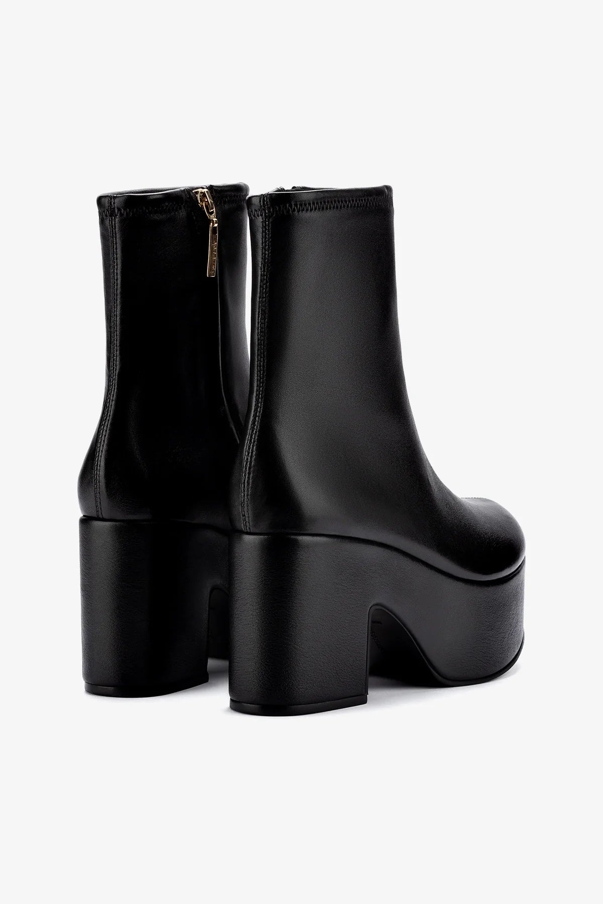 Miso Platform Boots for Women - Black Stretch Leather Ankle Boots - Comfortable & Stylish for Fall/Winter Fashion, Office Wear & Night Out