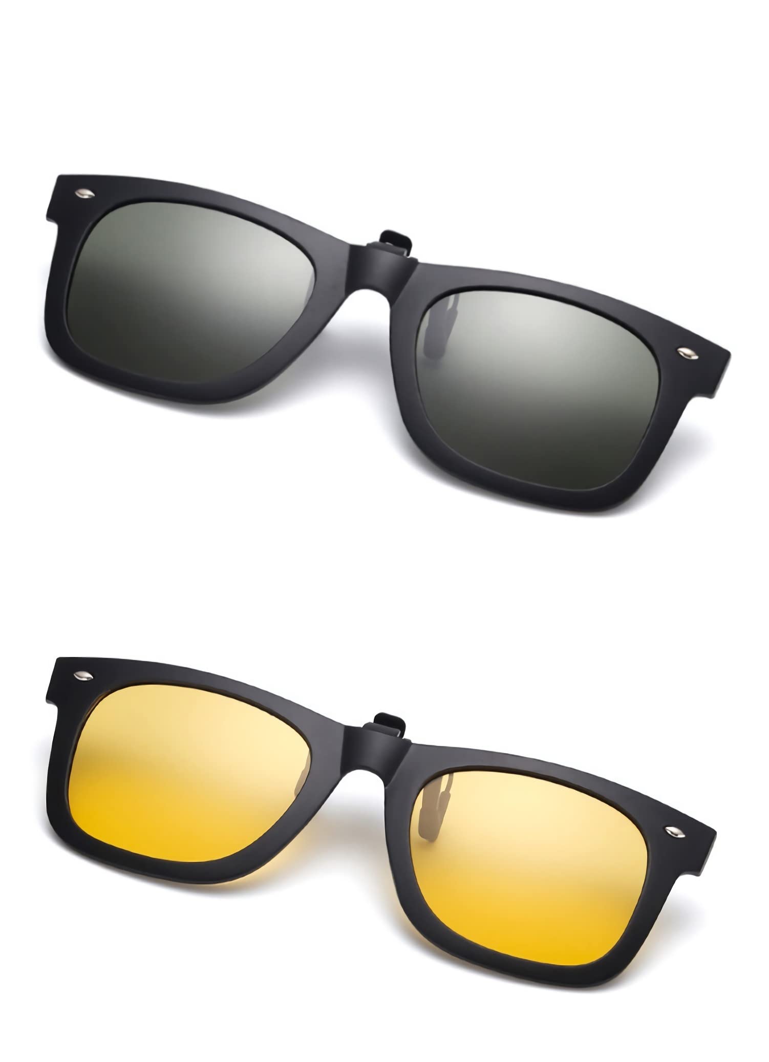 Polarized Clip-On Sunglasses for Prescription Glasses – Flip Up Sunglasses for Fishing, Driving & Outdoor Activities – UV Protection & Anti-Glare Lenses