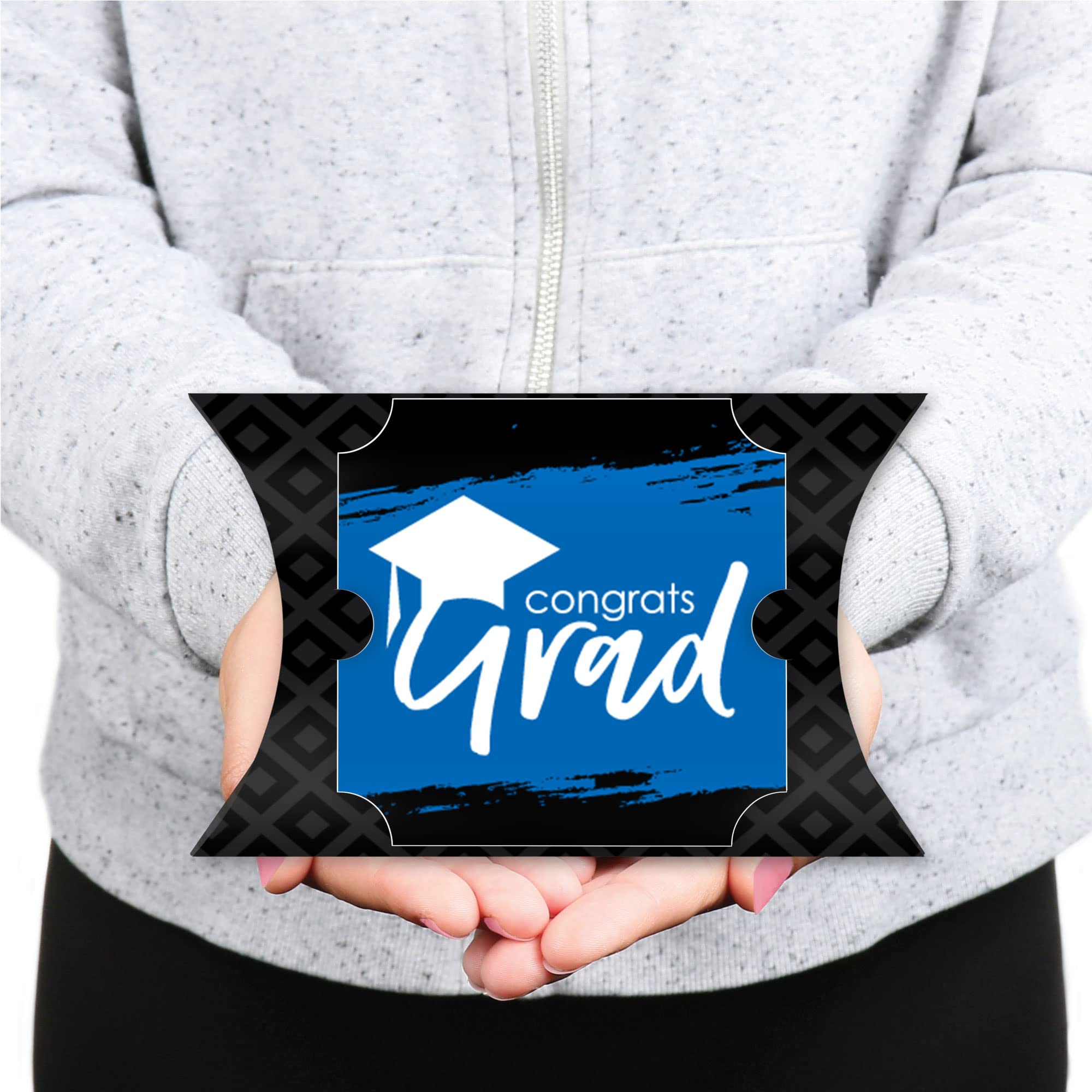 Royal Blue Graduation Favor Gift Boxes - Set of 12 Large Pillow Boxes with 'Best is Yet to Come' Design - Perfect for Graduation Parties, School Events & Celebration Decorations
