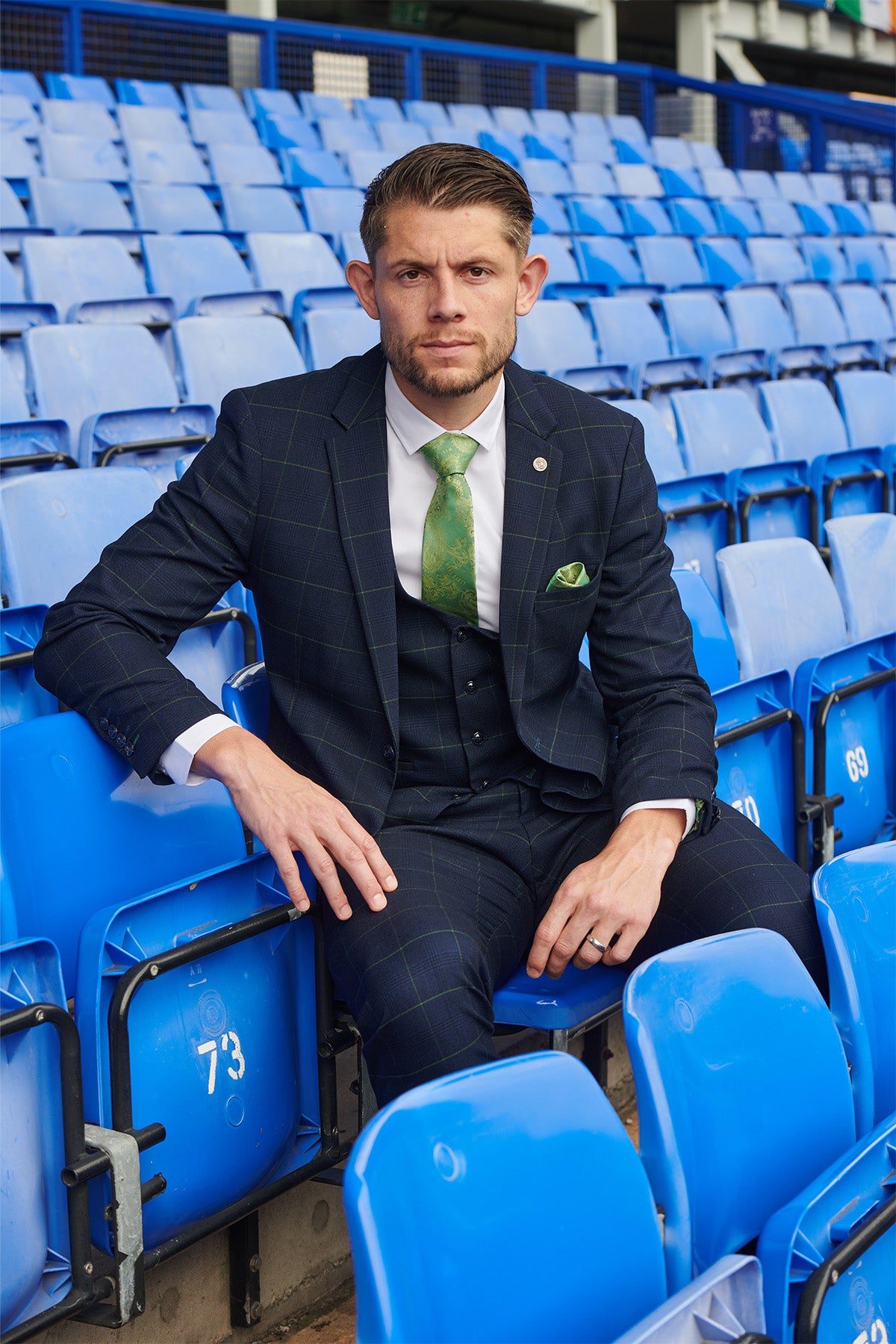 Everton FC James Tarkowski Navy Green Check Suit - Official EDINSON Football Jersey for Match Day & Fan Events