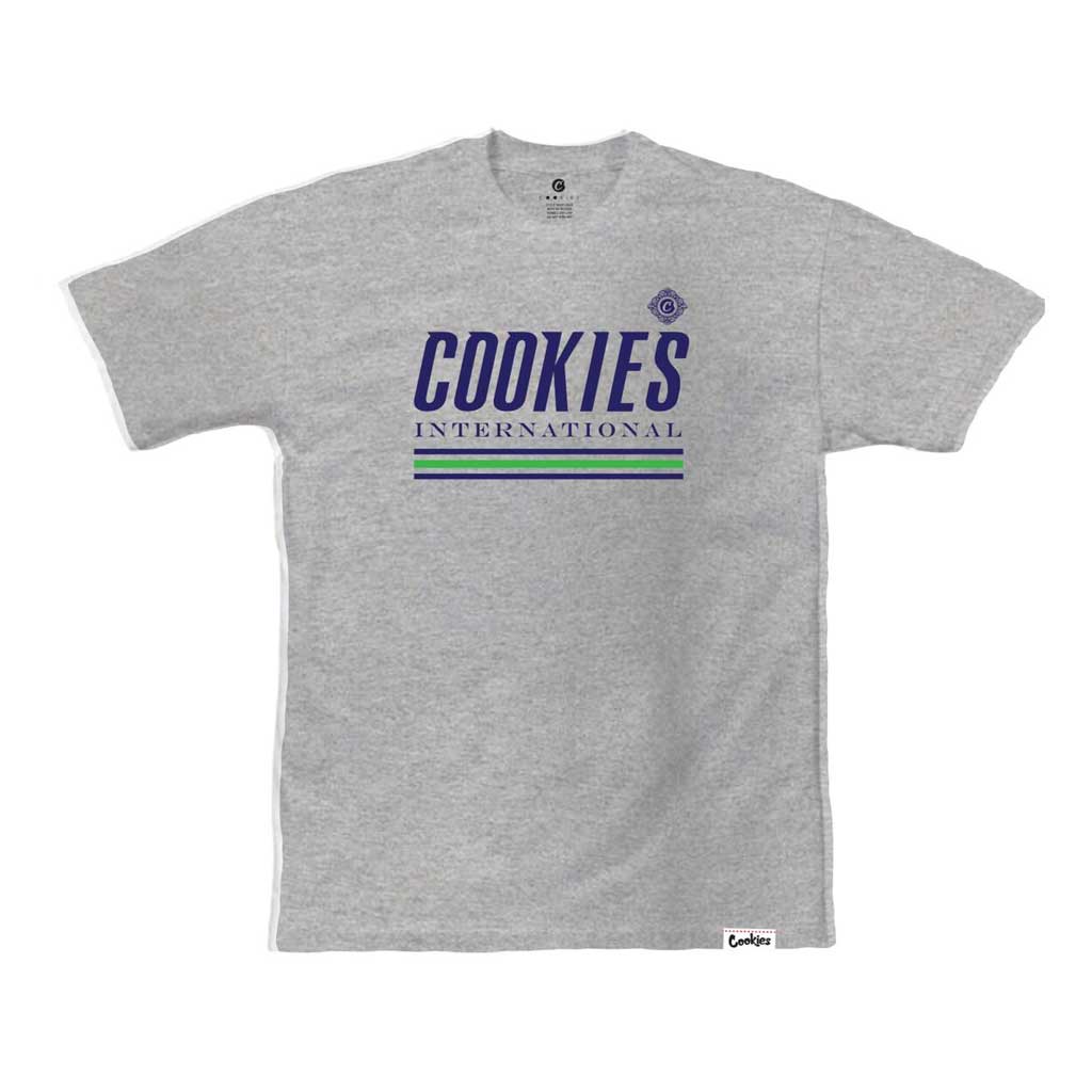 Costa Azul Logo Cookies T-Shirt for Men & Women - Heather Grey & Harbor Blue - Casual Wear for Beach, Surfing & Street Style