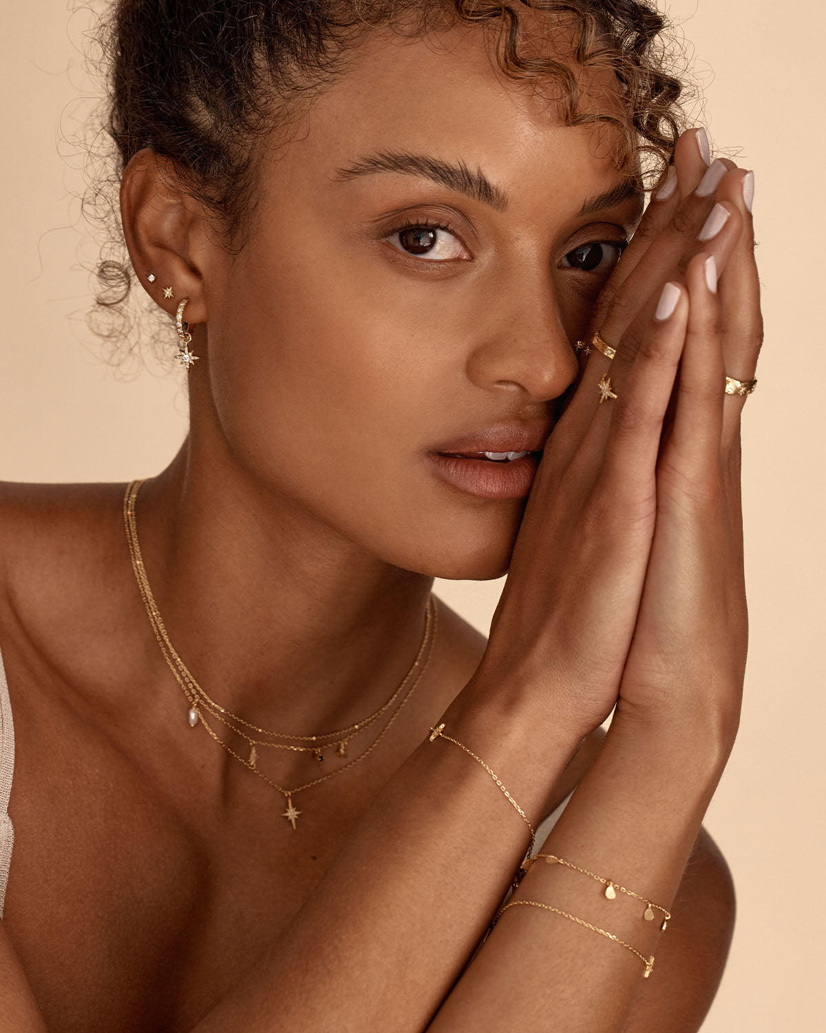18K Gold Vermeil Dancing In Starlight Hoop Earrings - Elegant Dangle Earrings for Women, Perfect for Parties, Weddings & Evening Events