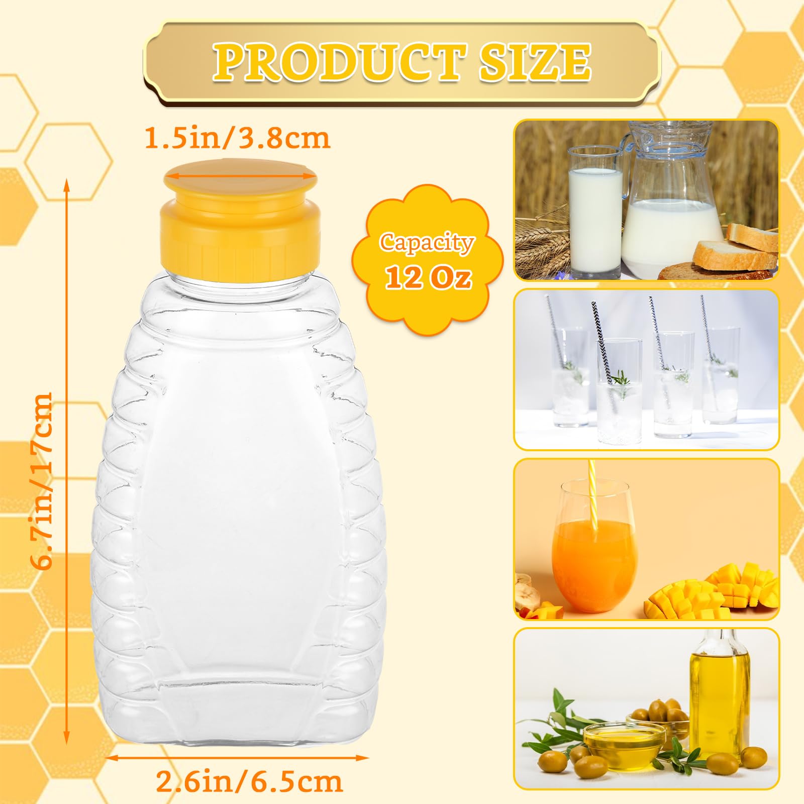 30 Pcs 12Oz Clear Plastic Honey Bottles with Leak-Proof Flip Top Lids - Refillable Squeeze Containers for Fresh Honey Storage - Perfect for Home Kitchen, DIY Gifts & Farmers Market Sales