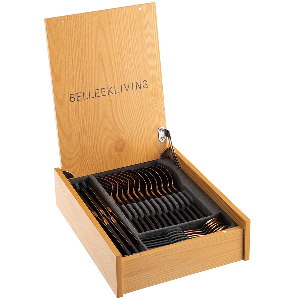 Belleek Living Noir 24-Piece Stainless Steel Cutlery Set - Elegant Flatware for Dinner Parties, Weddings & Everyday Dining