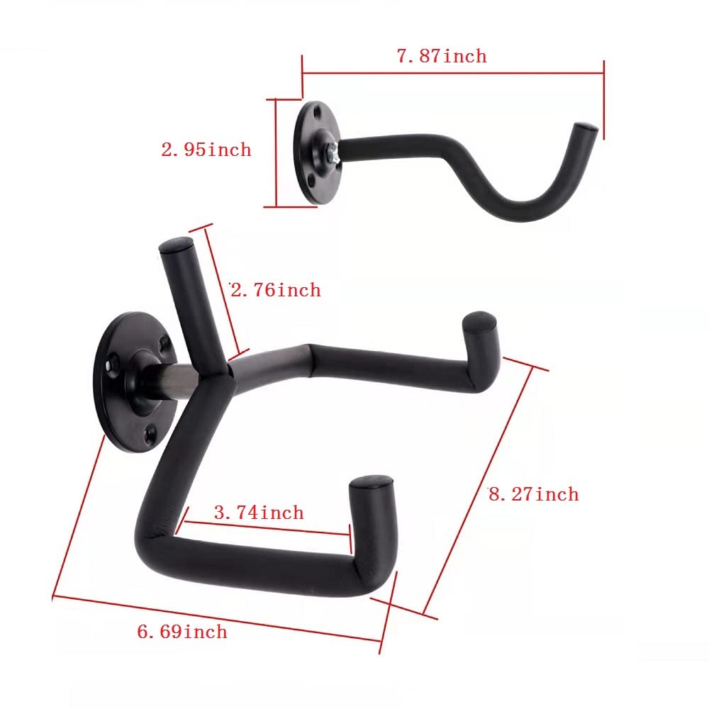 Ukulele Bass Violin Hanger Wall Mount - Horizontal Electric Guitar Holder & Bass Stand Rack Hook for Music Studio, Home Decor, and Instrument Storage