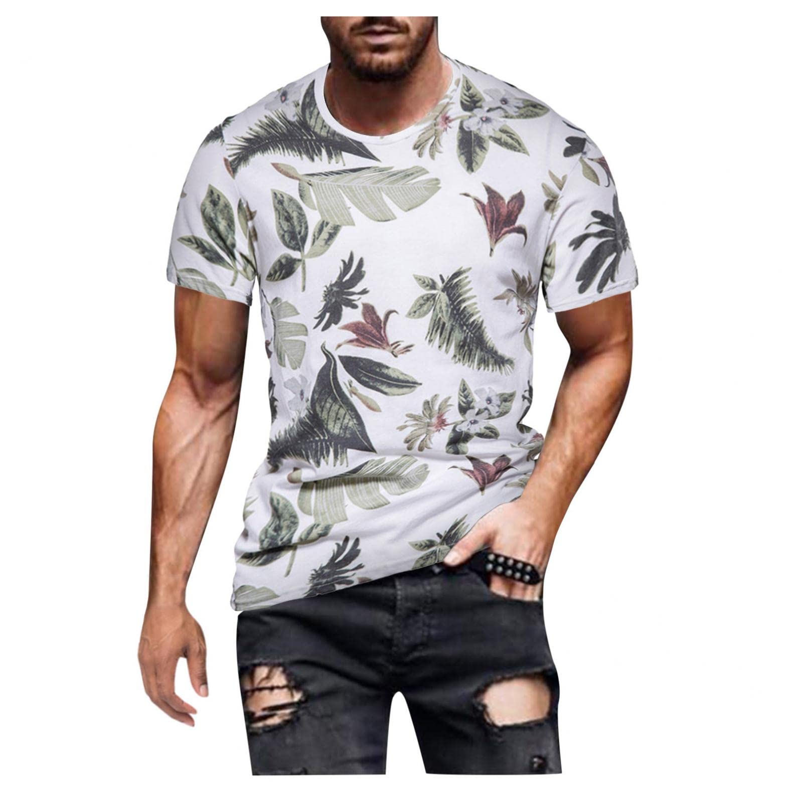 Men's 3D Printed Short Sleeve T-Shirts - Casual Slim Fit Round Neck Tee for Workout & Athletic Wear | Gym, Running, Street Fashion