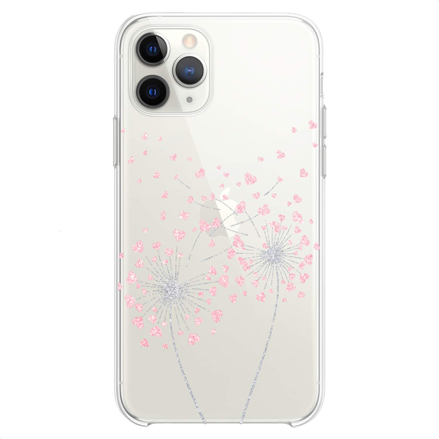 Premium TPU Phone Case for iPhone 16/15/14/13/12/11 Pro Max/Plus/Mini/XS/XR/X/8+/7/6/5/SE - Cute Floral Heart Clear Slim Protective Cover - Trendy Pink Design for Women & Teens - Perfect for Everyday Use, School & Gift Giving