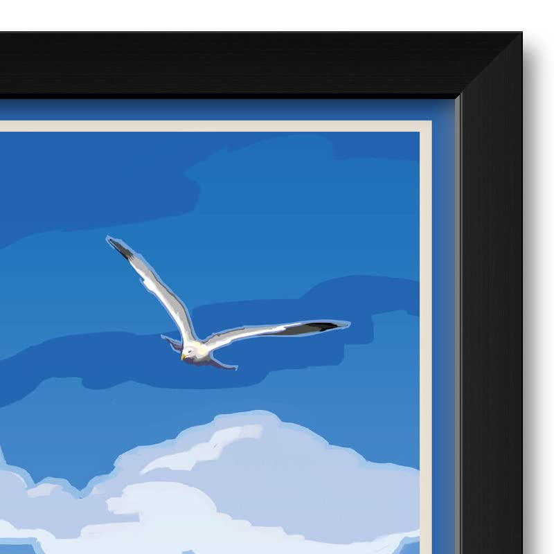Seaside Oregon Dog Beach Art Print - Professionally Framed 20x26 Inch Dog Painting by Joanne Kollman - Perfect for Pet Lovers Home Decor & Coastal Themed Living Rooms