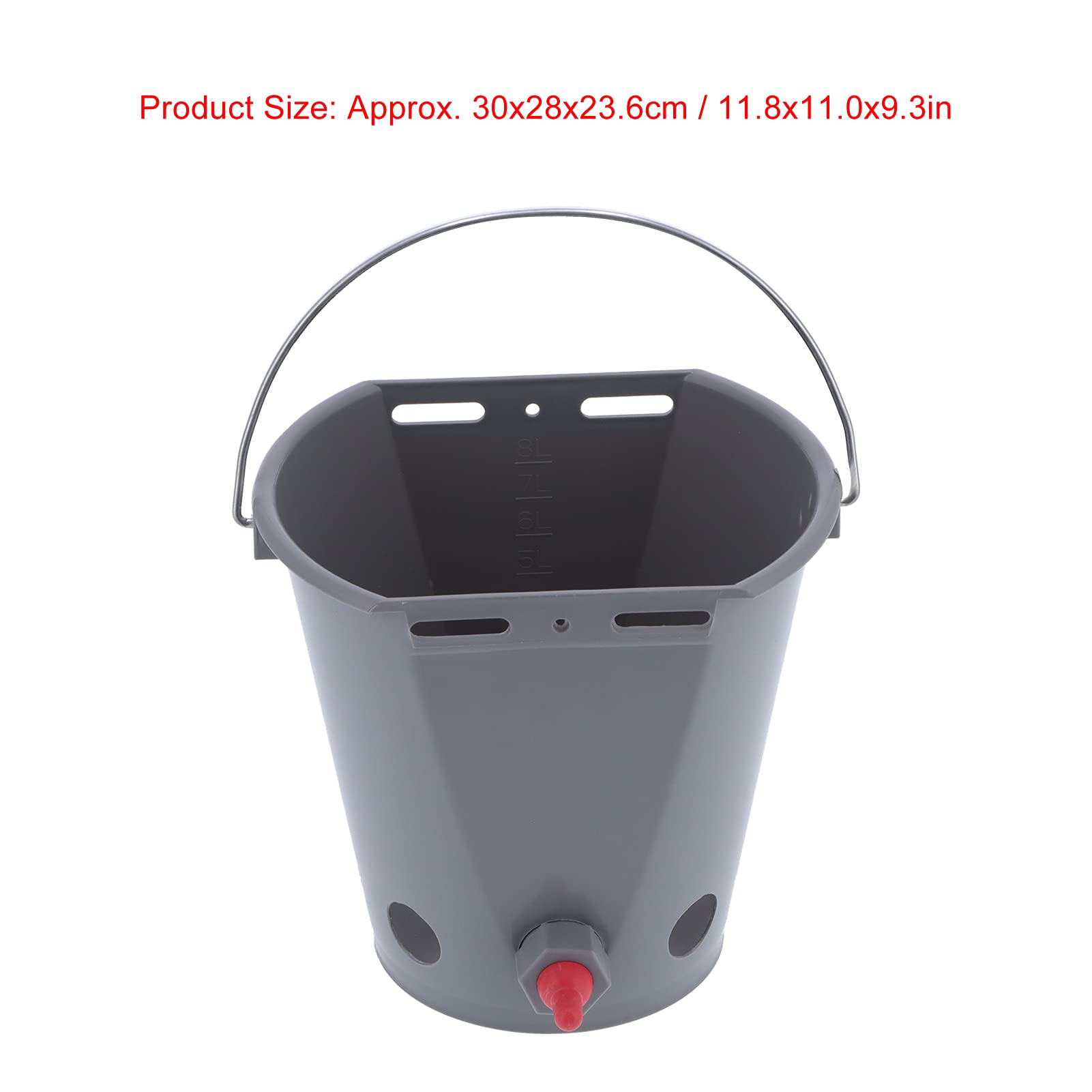 **8L Plastic Cow Feeder Bucket with 5 Nipples - High Capacity Milk Feeding Bucket for Cattle, Sheep & Livestock - Ideal for Lambs, Calves & Goats (Gray) - Perfect for Dairy Farms, Ranches & Homesteads**