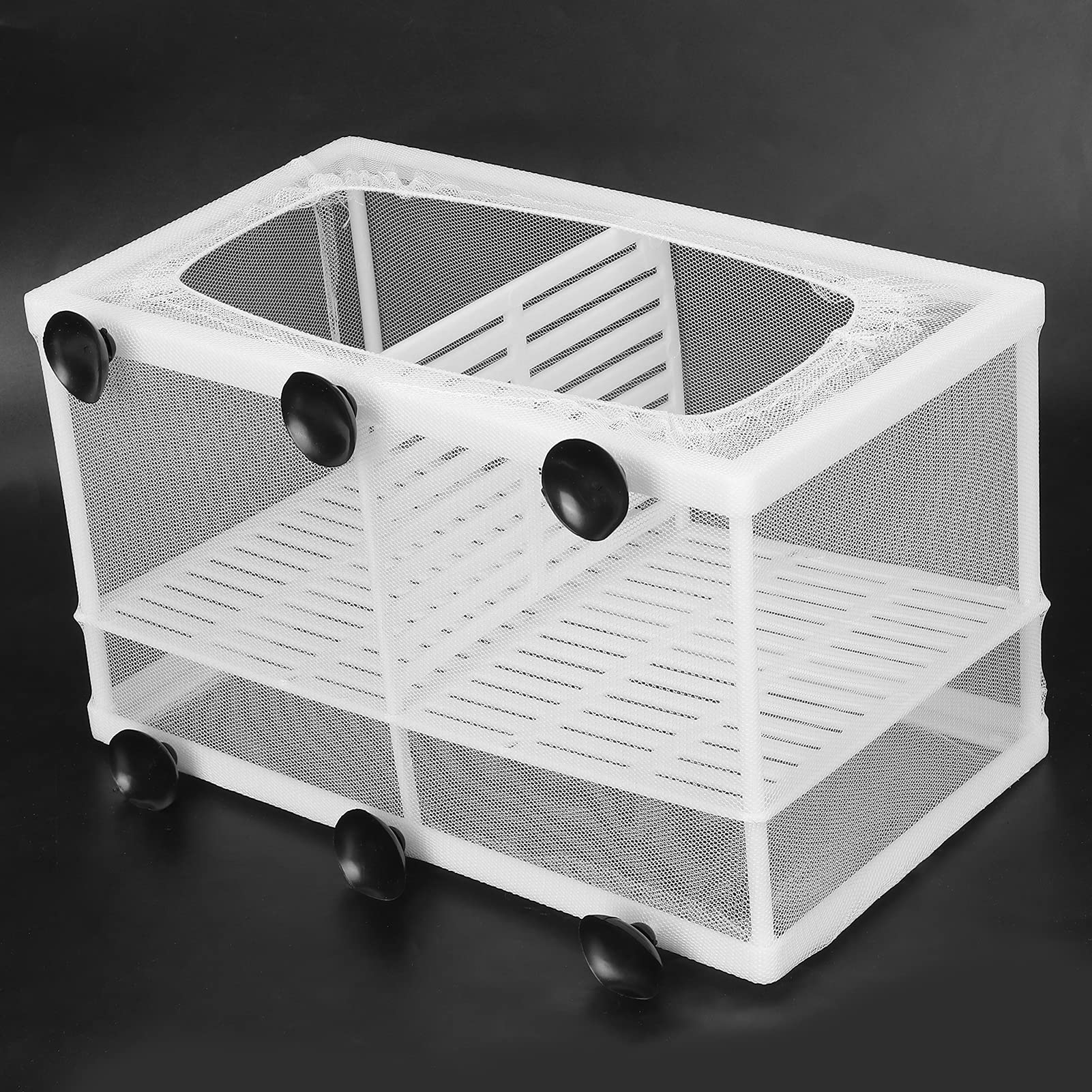Fish Breeder Box with Suction Cups - Hatching Incubator & Isolation Tank for Small Fish (Large Size with Partition) - Perfect for Aquarium Breeding, Fry Protection & Tank Separation