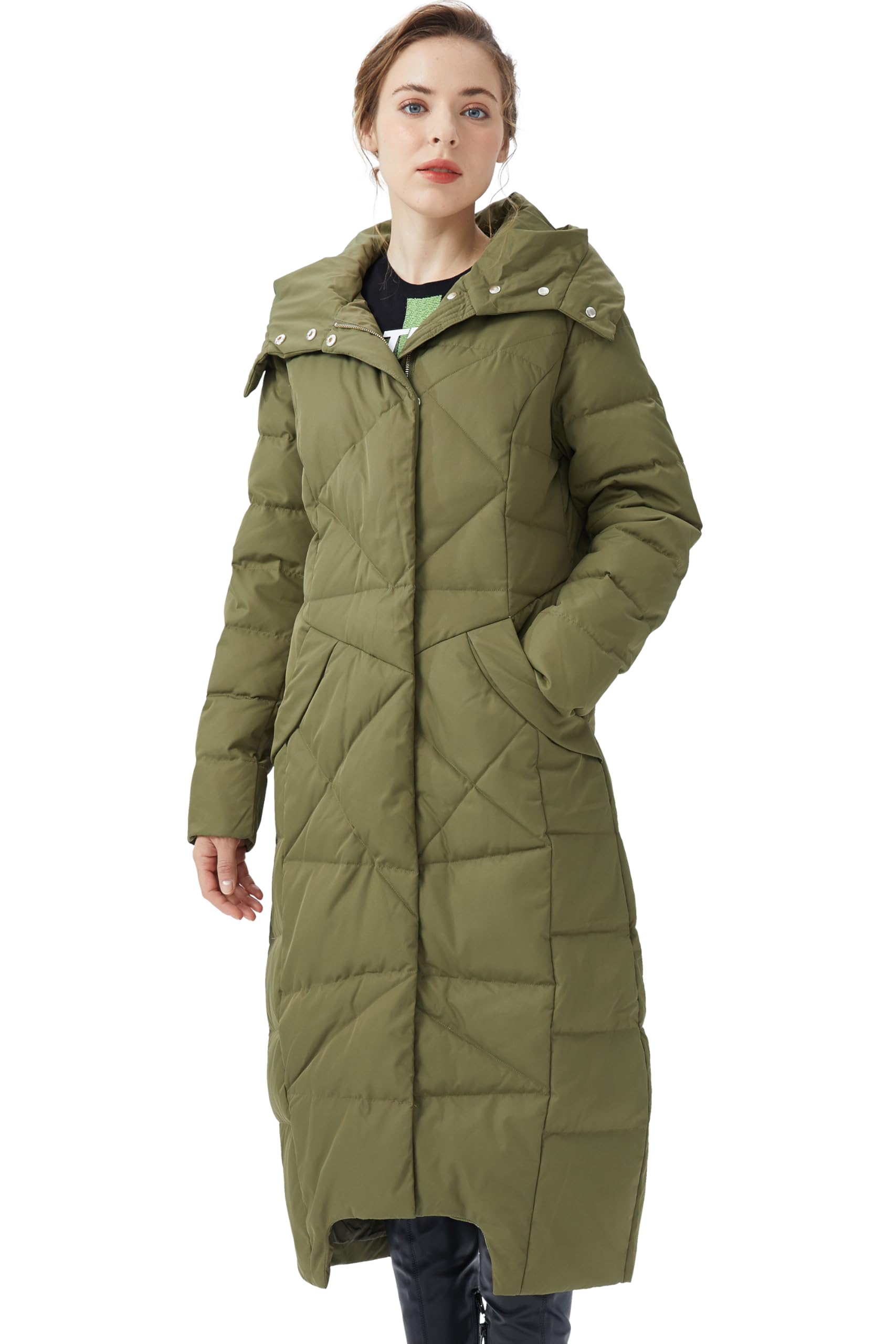 Orolay Women's Thick Warm Puffer Down Coat Winter Maxi Jacket with Hood - Perfect for Cold Weather, Snow Activities & Outdoor Adventures