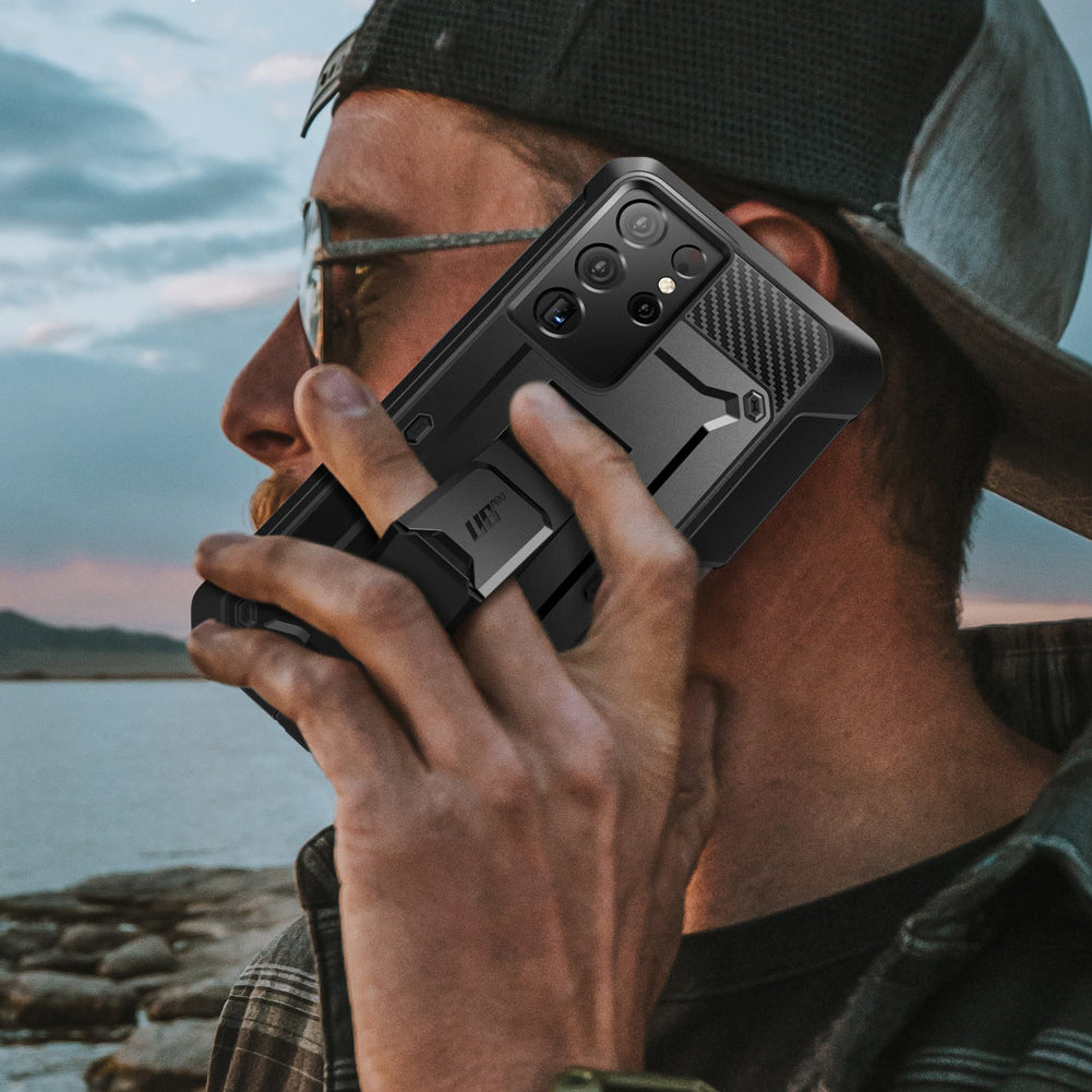 Samsung Galaxy S21 Ultra Unicorn Beetle Pro Rugged Protective Case with Built-in S Pen Holder - Heavy Duty Shockproof Cover for Outdoor Work & Travel - Black