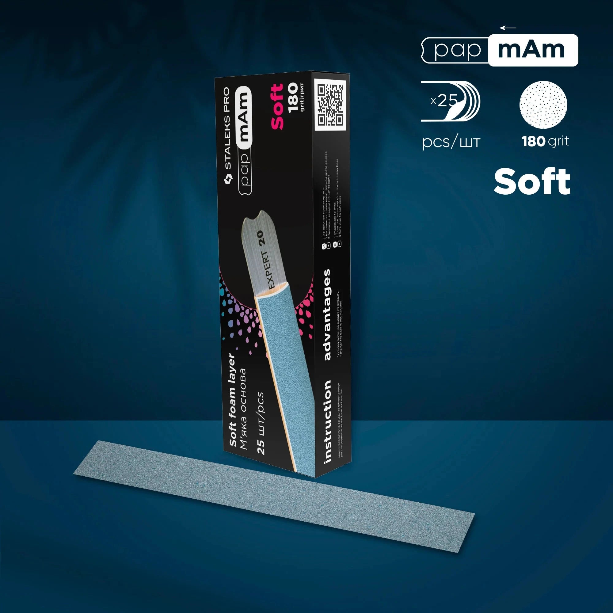 Staleks Disposable Nail Files 25 Pack - 180 Grit Soft Base for Professional Manicure & Pedicure - Perfect for Salon, Home Use & Travel Nail Care