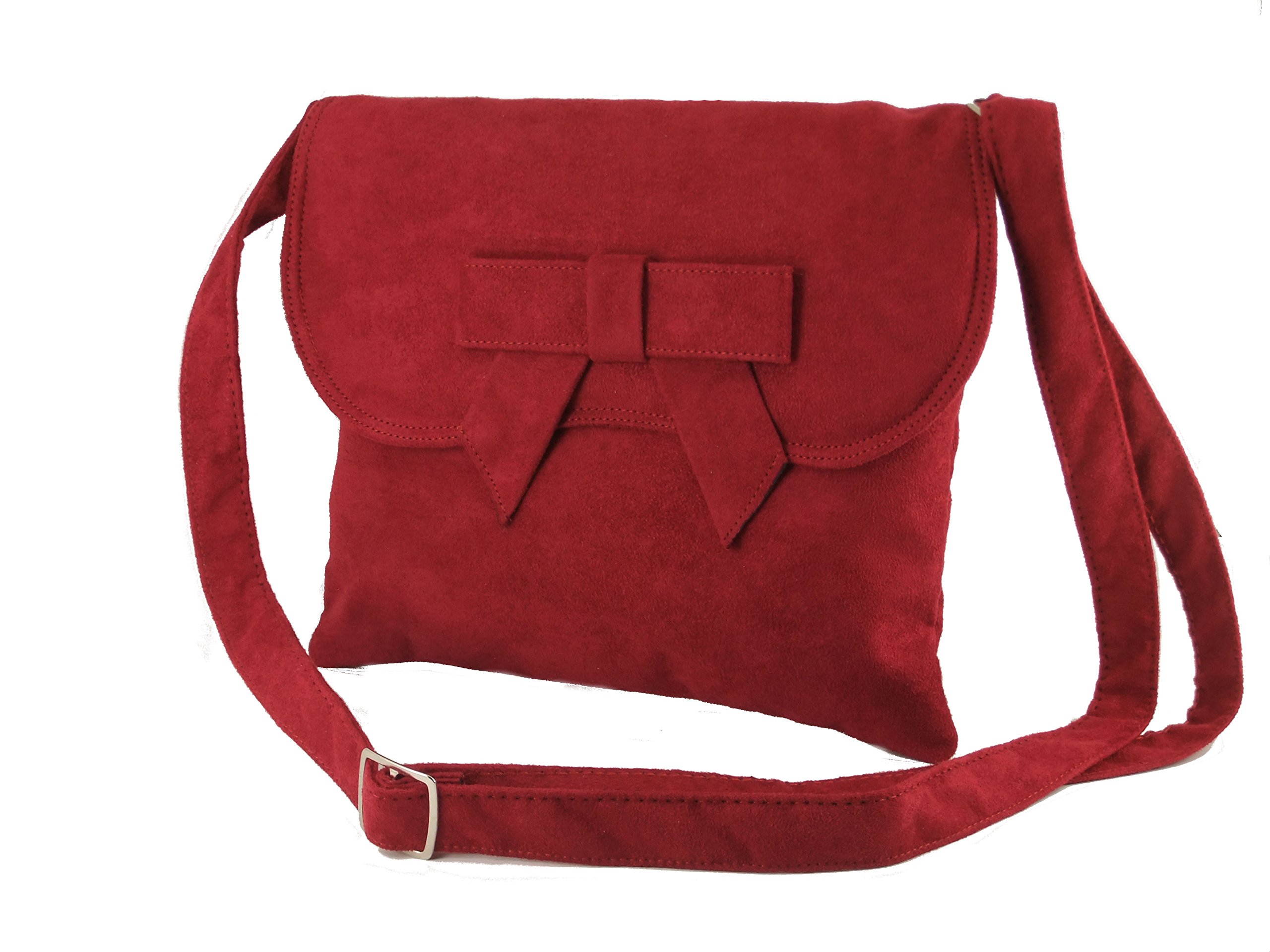LONI Women's Faux Suede Crossbody Shoulder Bag - Medium Size with Bow | Fashionable Purse for Work, Travel & Everyday Use