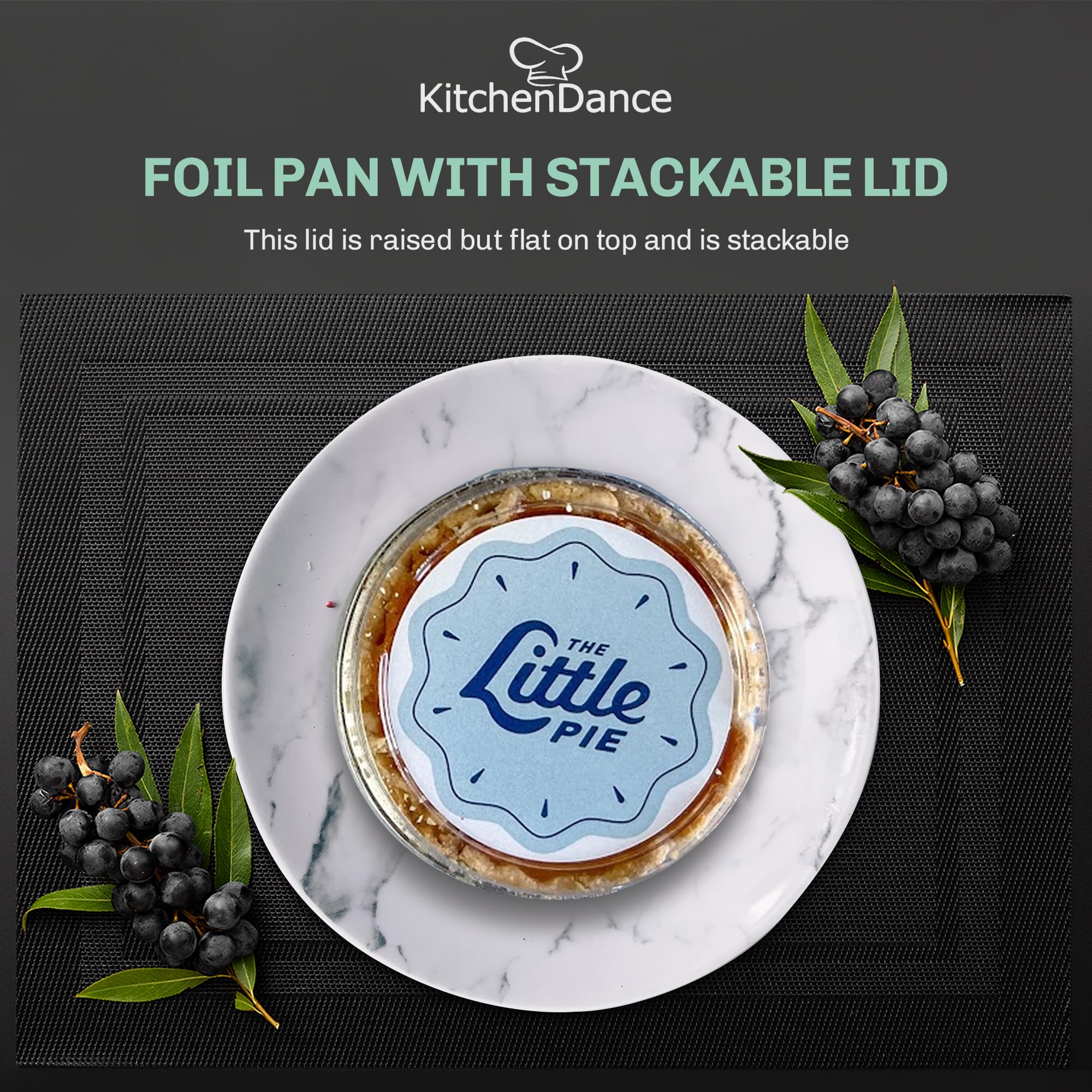 KitchenDance 4oz Disposable Aluminum Baking Cups with Lids - 500 Pack Green Stackable Foil Pans for Creme Brulee, Flan, Cupcakes & Desserts - Perfect for Home Baking, Party Catering & Meal Prep